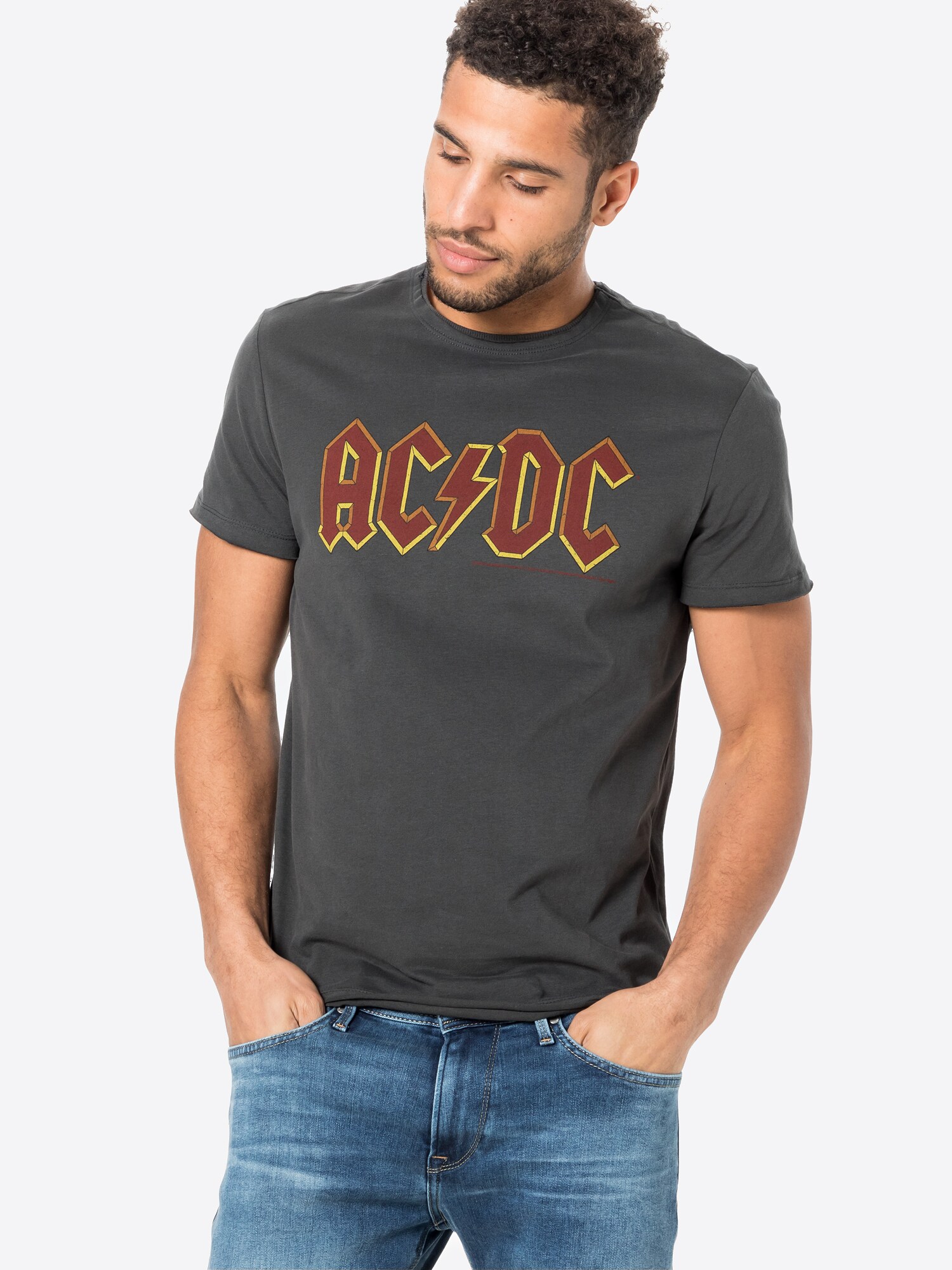 AMPLIFIED Póló 'ACDC'  grafit / sötétvörös termék 2. képe
