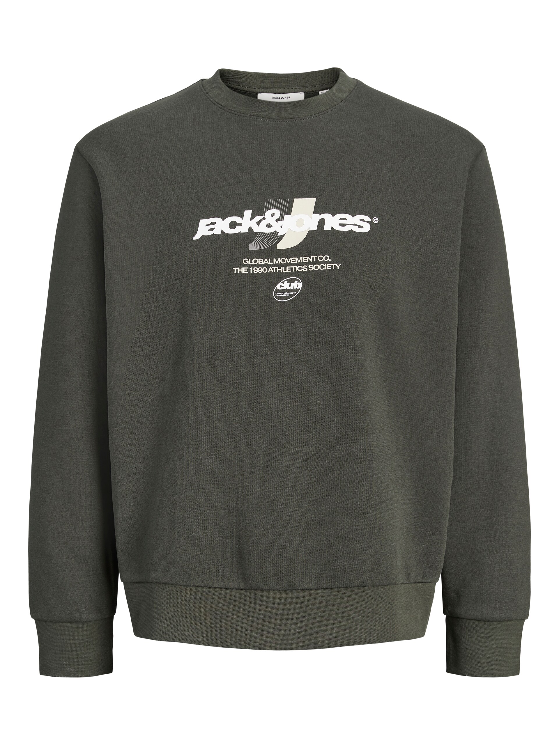 JACK & JONES Sweatshirt 'JCOCLUB BRANDING' gyttjefärgad / vit herr