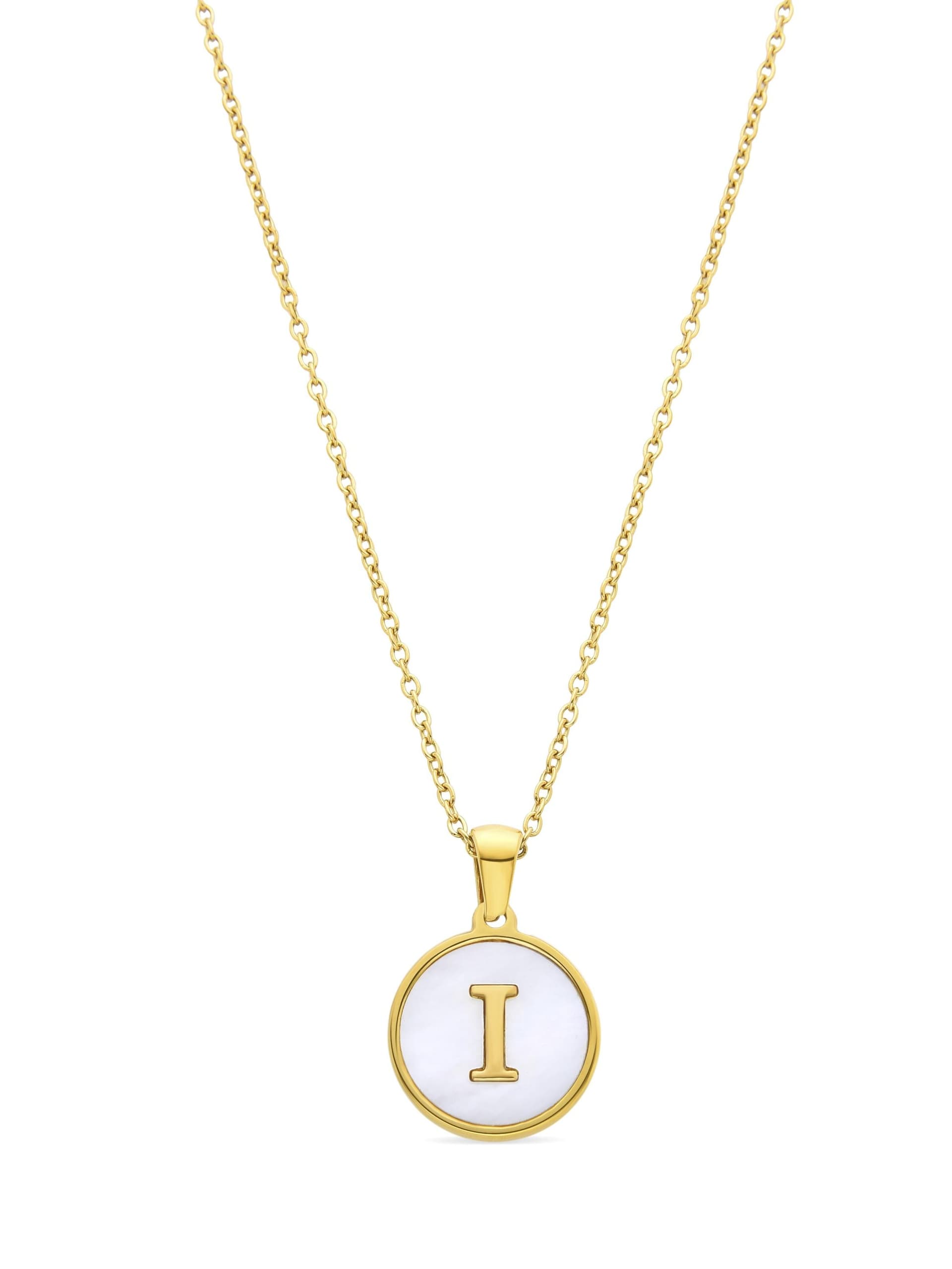 Luxenter Luxenter-halsband i vit pärlemor med 18K guldfinish Alfabet dam – bild 3