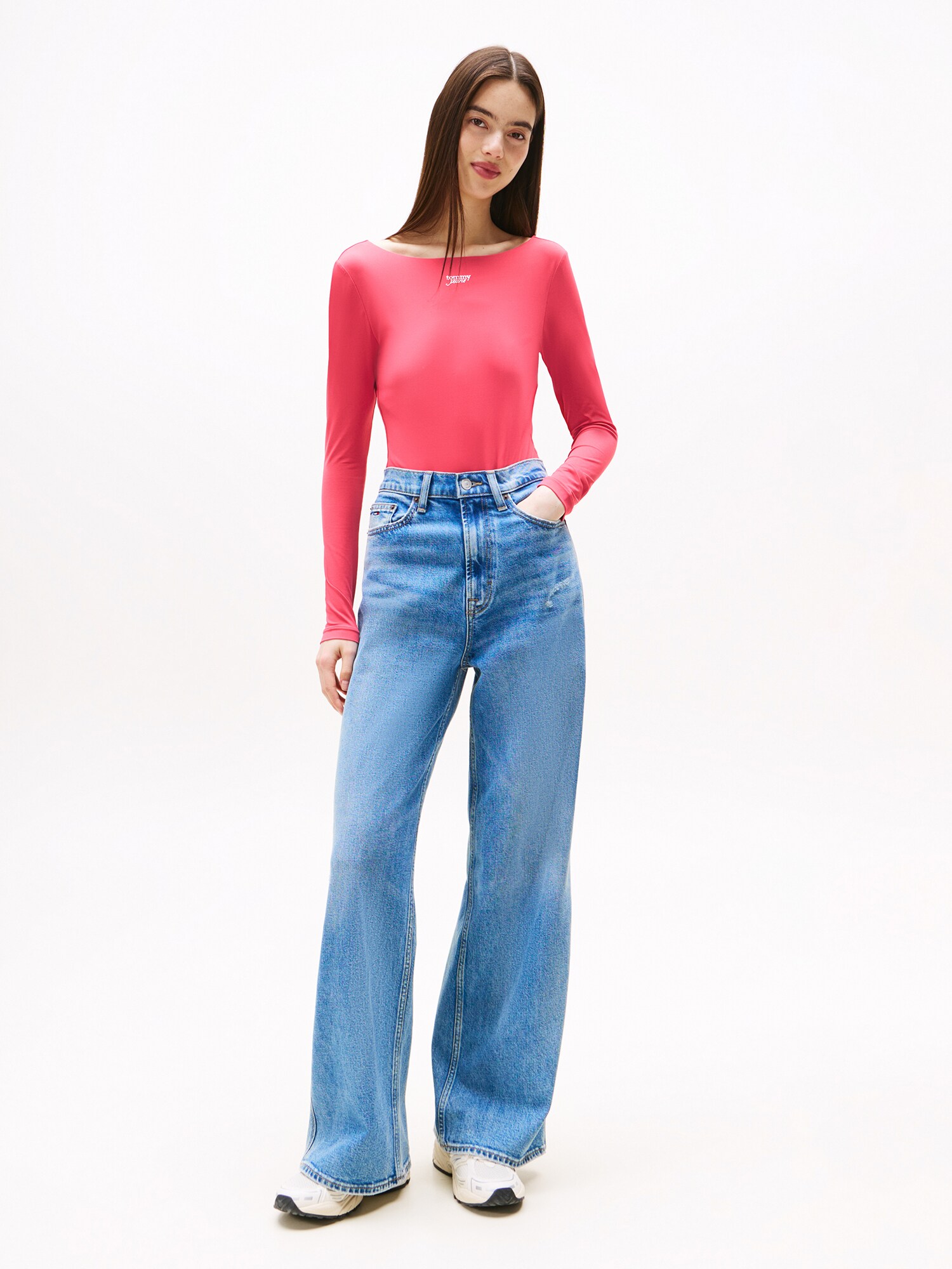 Tommy Jeans Košeľové body brusnicová (obrázok 4)