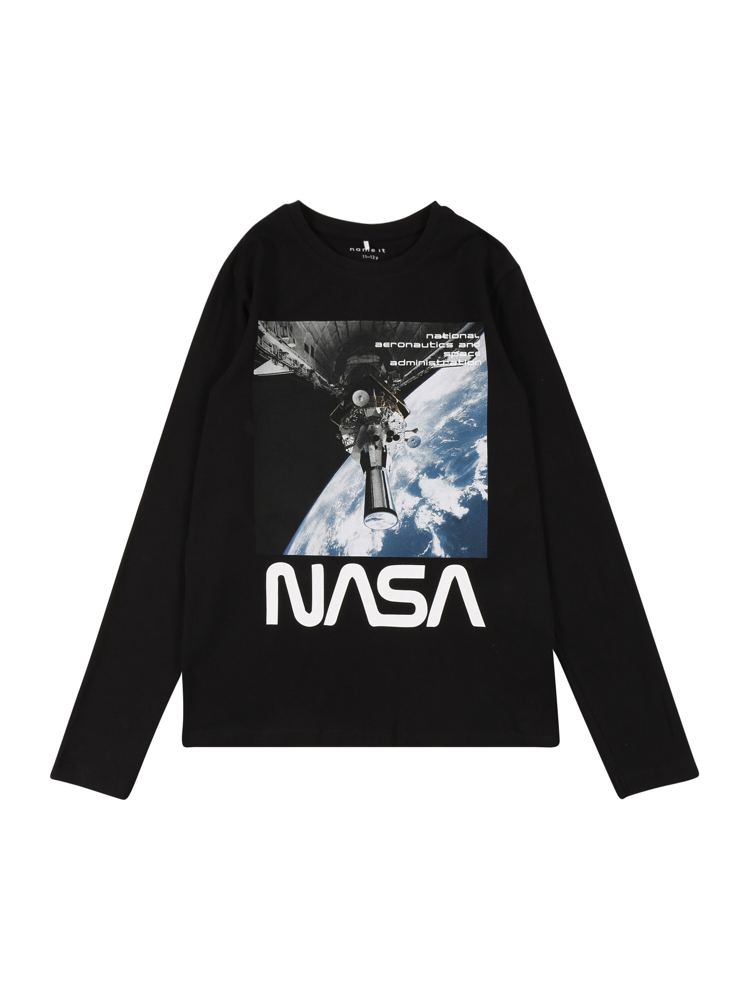 NAME IT Marškinėliai 'Nasa'  juoda / balta / mėlyna