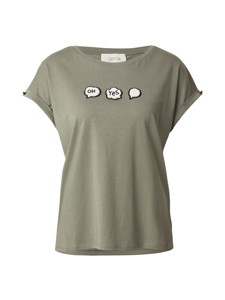 Cartoon T-Shirt Damen Größe L gelb / stone / schwarz / offwhite