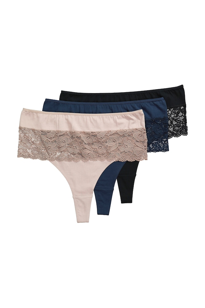 Ulla Popken String Damen Größe XXL/XXXL nude / dunkelblau / schwarz