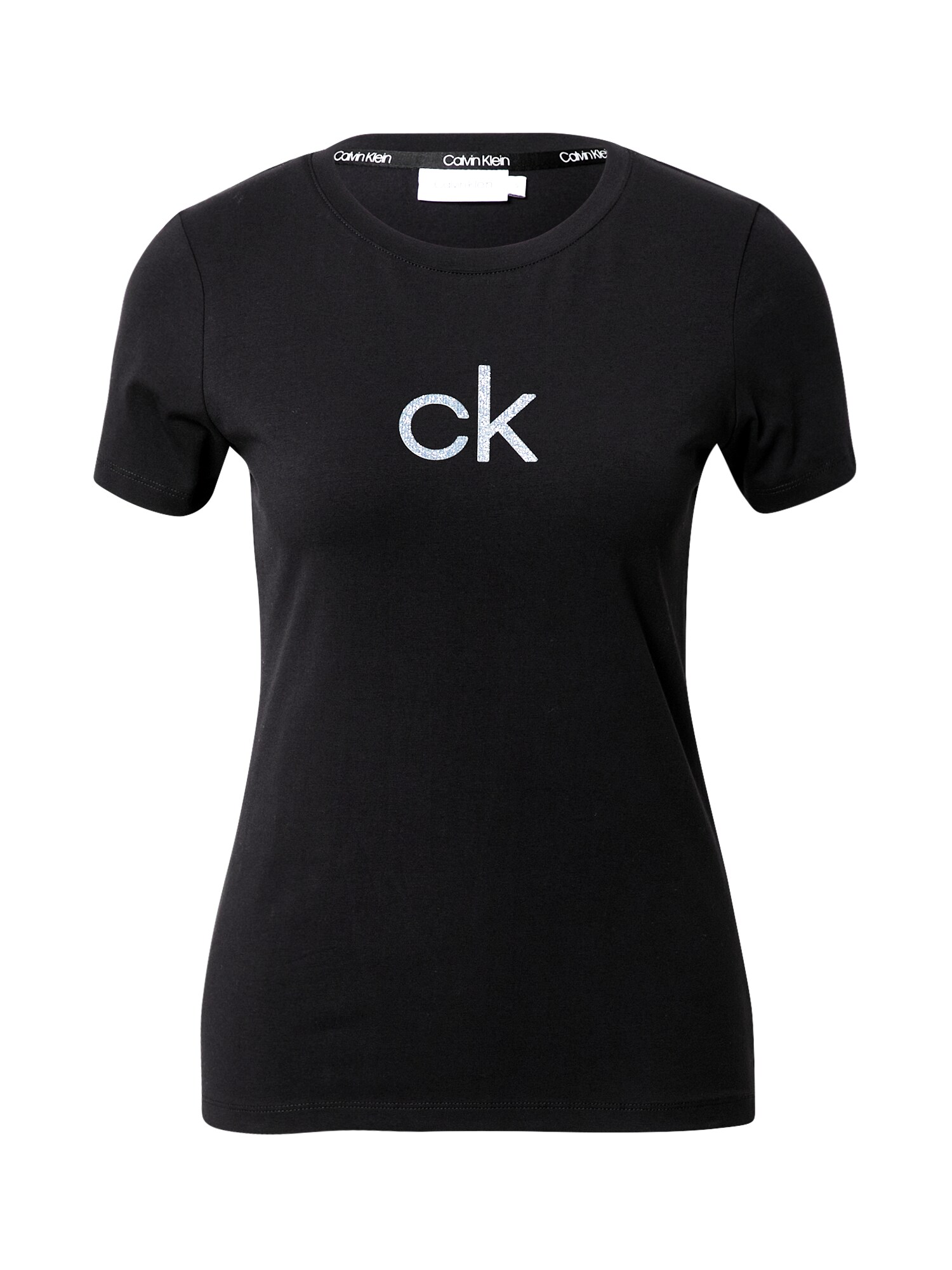 Calvin Klein Marškinėliai  juoda / sidabrinė