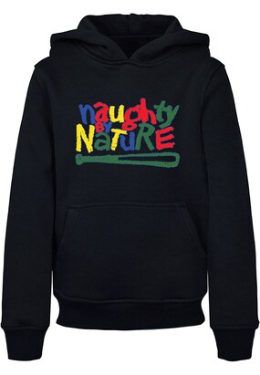 Merchcode Sweatshirt ‘Naughty By Nature’ Blauw / Geel / Bloedrood / Zwart