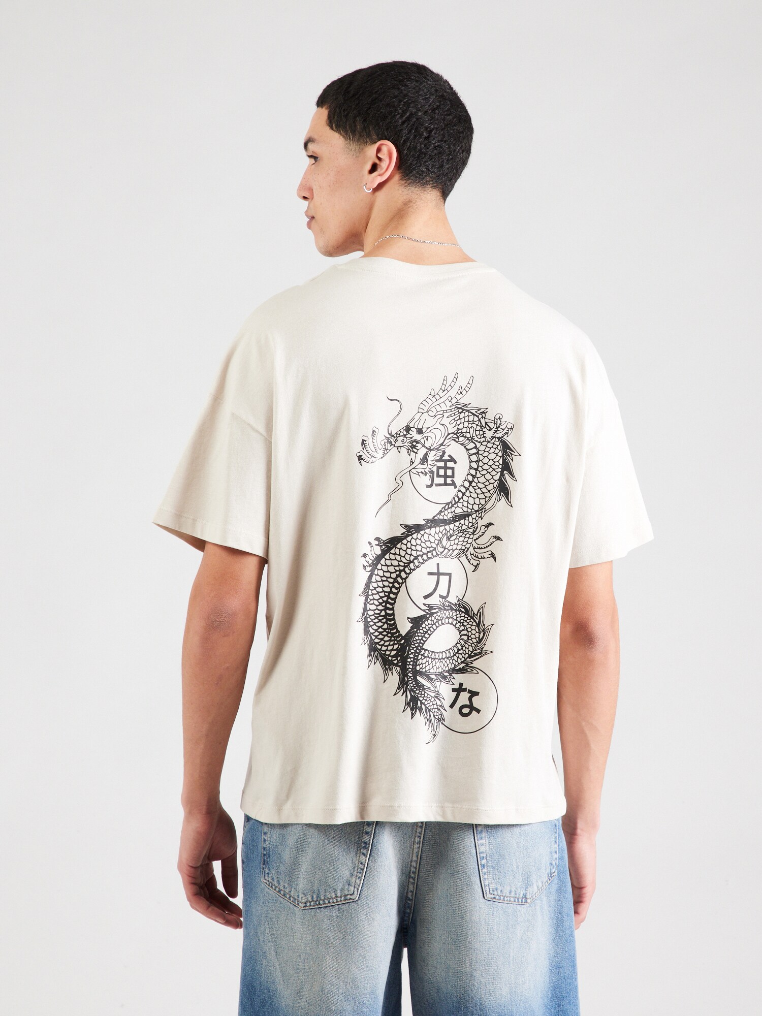 JACK & JONES Póló 'JJDRAGON'  bézs / fekete termék 2. képe