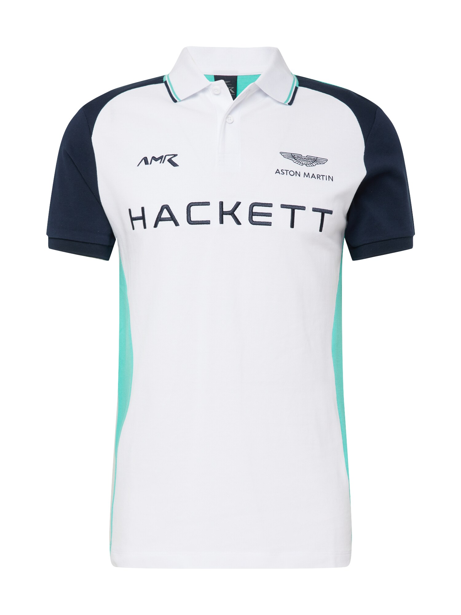 Hackett London Тениска  нейви синьо / аквамарин / бяло