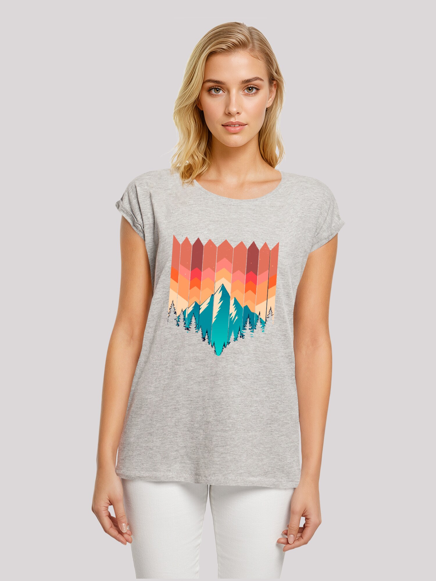 Thumbnail - F4NT4STIC T-Shirt Berg Sonnenuntergang Geometrisch