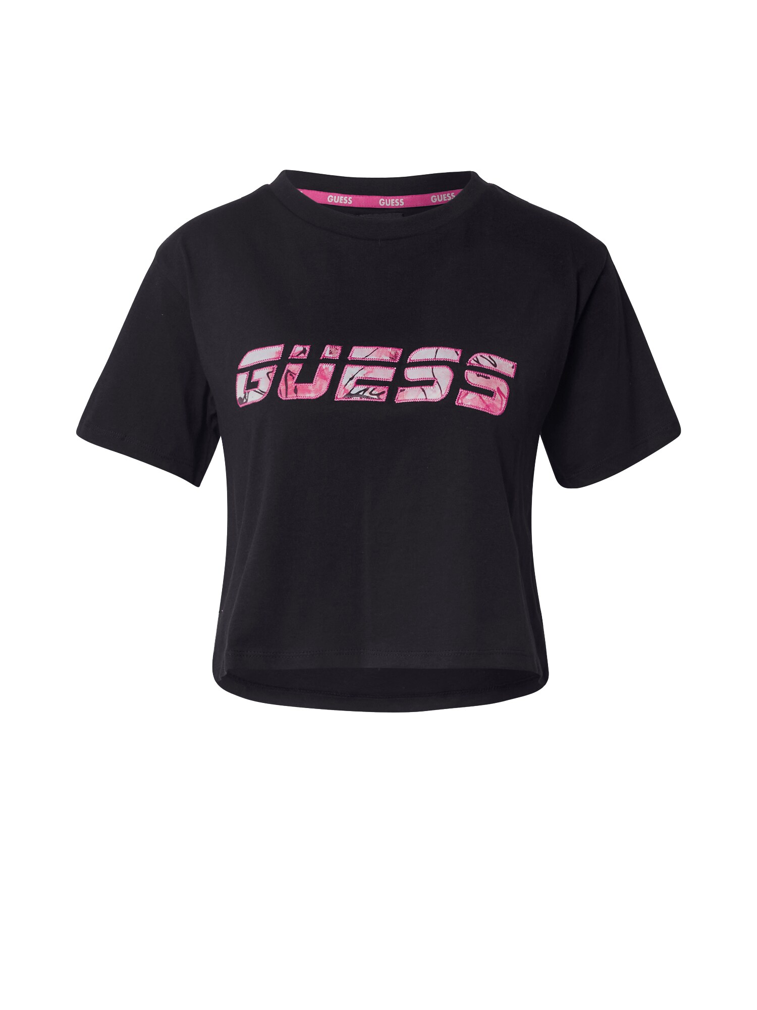 GUESS Sportiniai marškinėliai  juoda / rožinė / balta