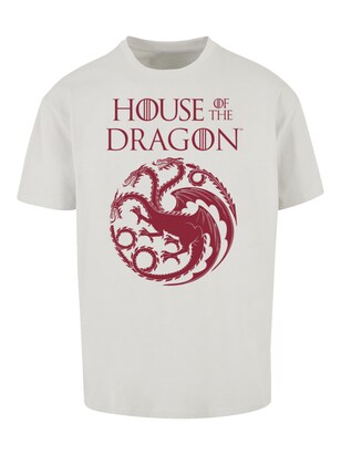 F4NT4STIC Shirt ‘House Of The Dragon Targaryen Crest Logo’ Lichtgrijs / Bourgogne