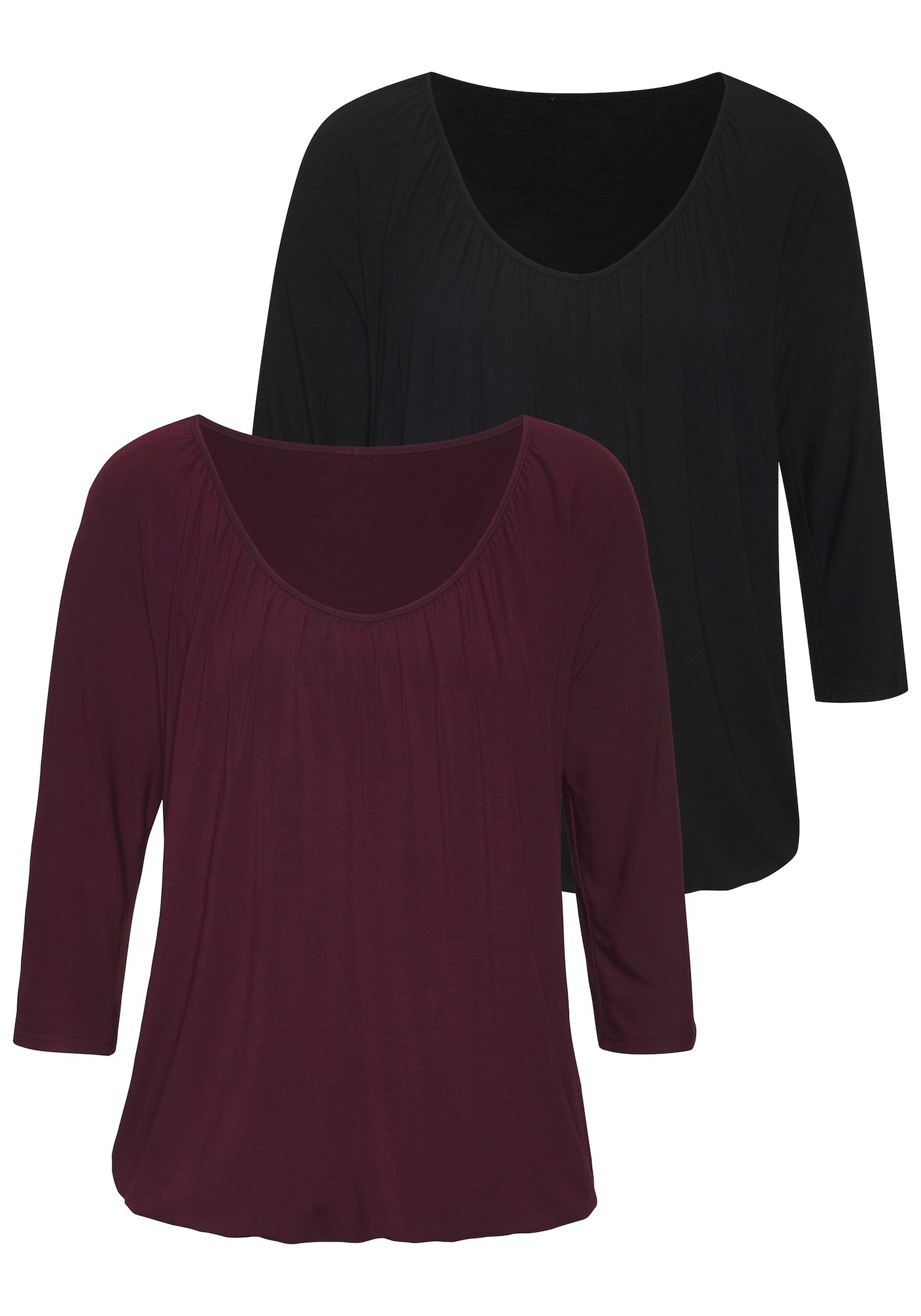 LASCANA Tricou  mov închis / negru