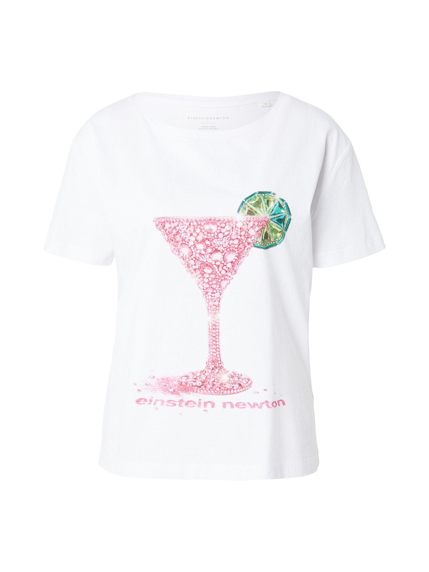 EINSTEIN & NEWTON Tricou 'Glitter Cocktail'  verde / verde smarald / roz / alb