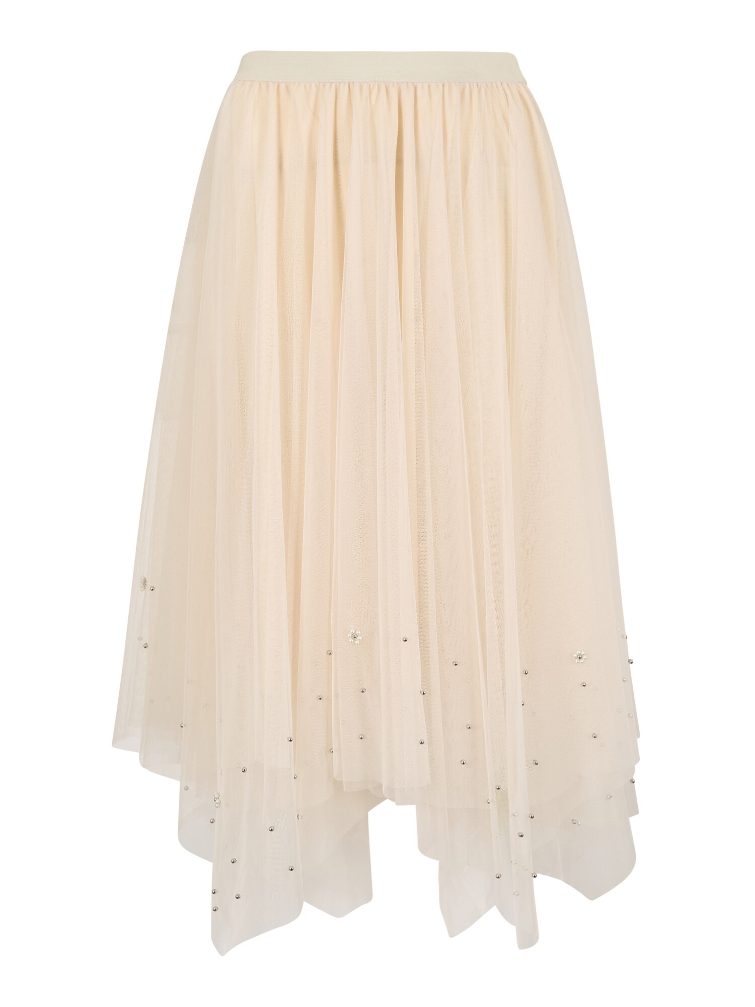 Apricot Pearl Embellished Tulle Midi Skirt