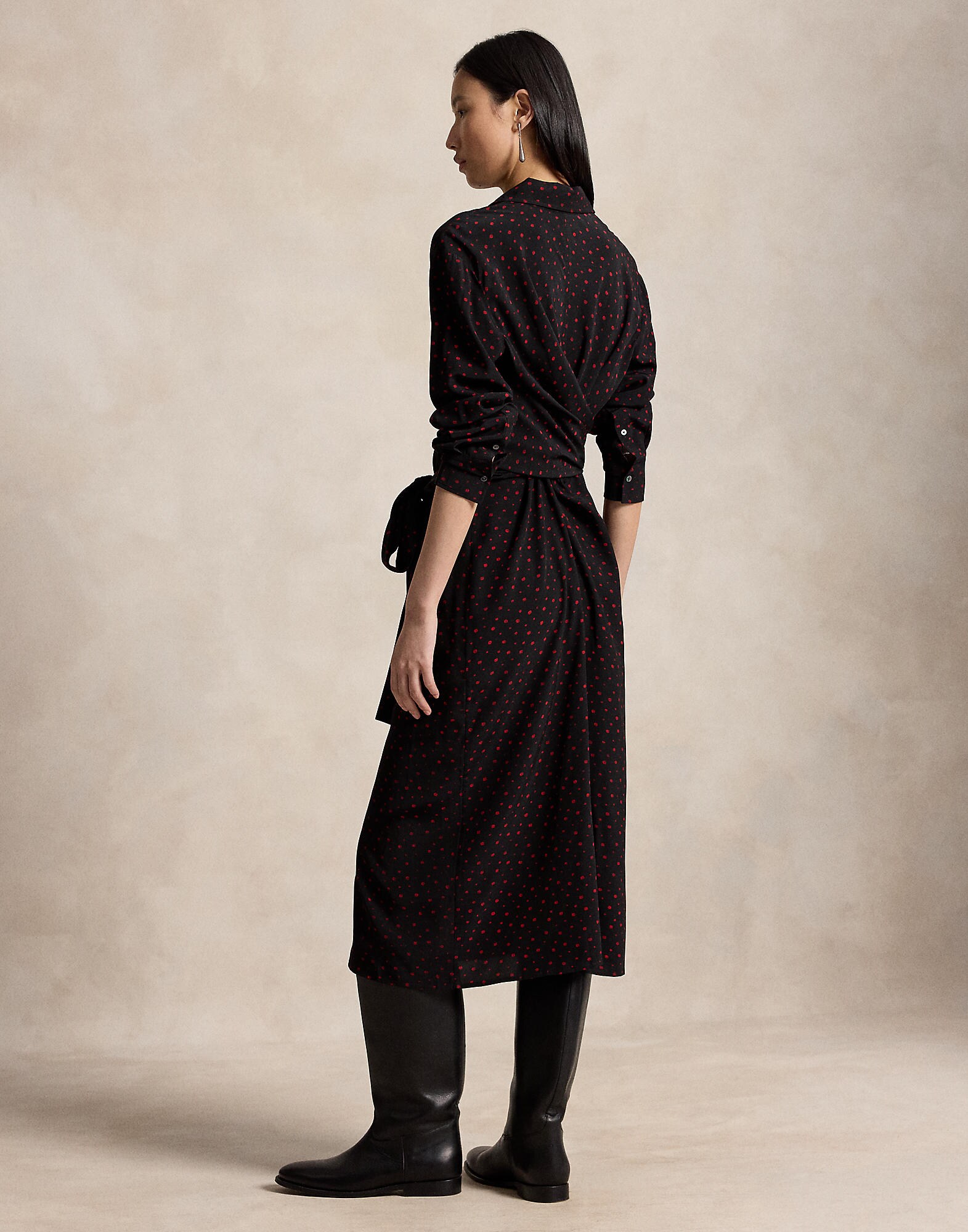 Polo Ralph Lauren Vestido camisero  rojo / negro – imagen 3