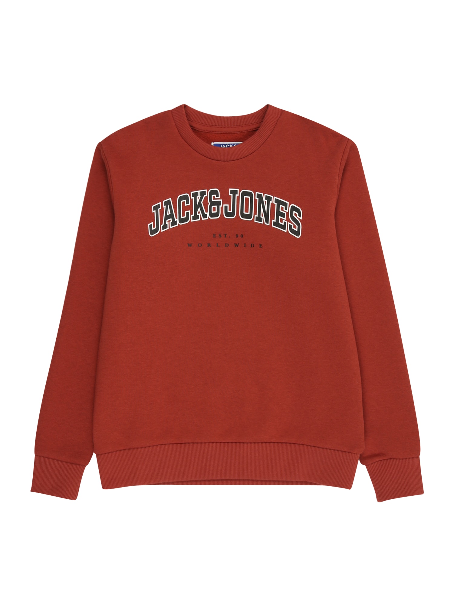 Jack & Jones Junior Bluză de molton JJECALEB maro ruginiu / negru / alb