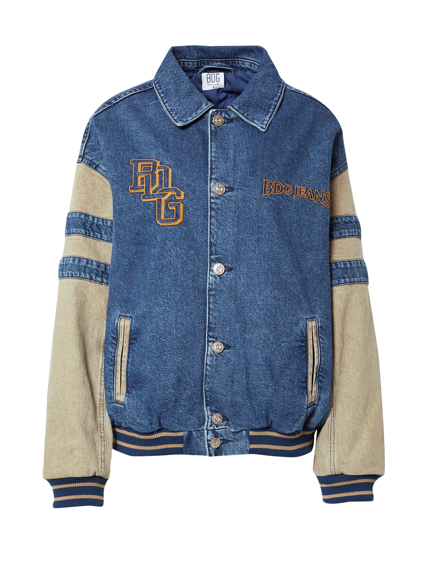 BDG Urban Outfitters Demisezoninė striukė smėlio spalva / tamsiai (džinso) mėlyna