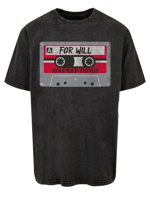 F4NT4STIC Shirt ‘Stranger Things Cassette For Will Netflix TV Series’ Gemengde kleuren / Zwart