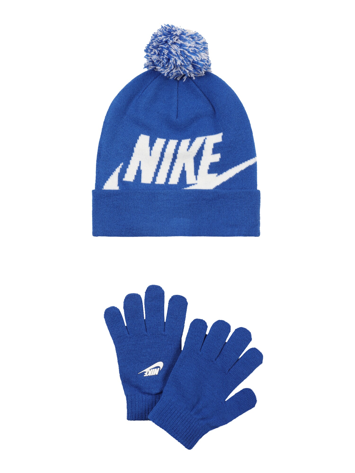 Nike Sportswear Rinkinys 'Mütze & Handschuhe' sodri mėlyna („karališka“) / balta