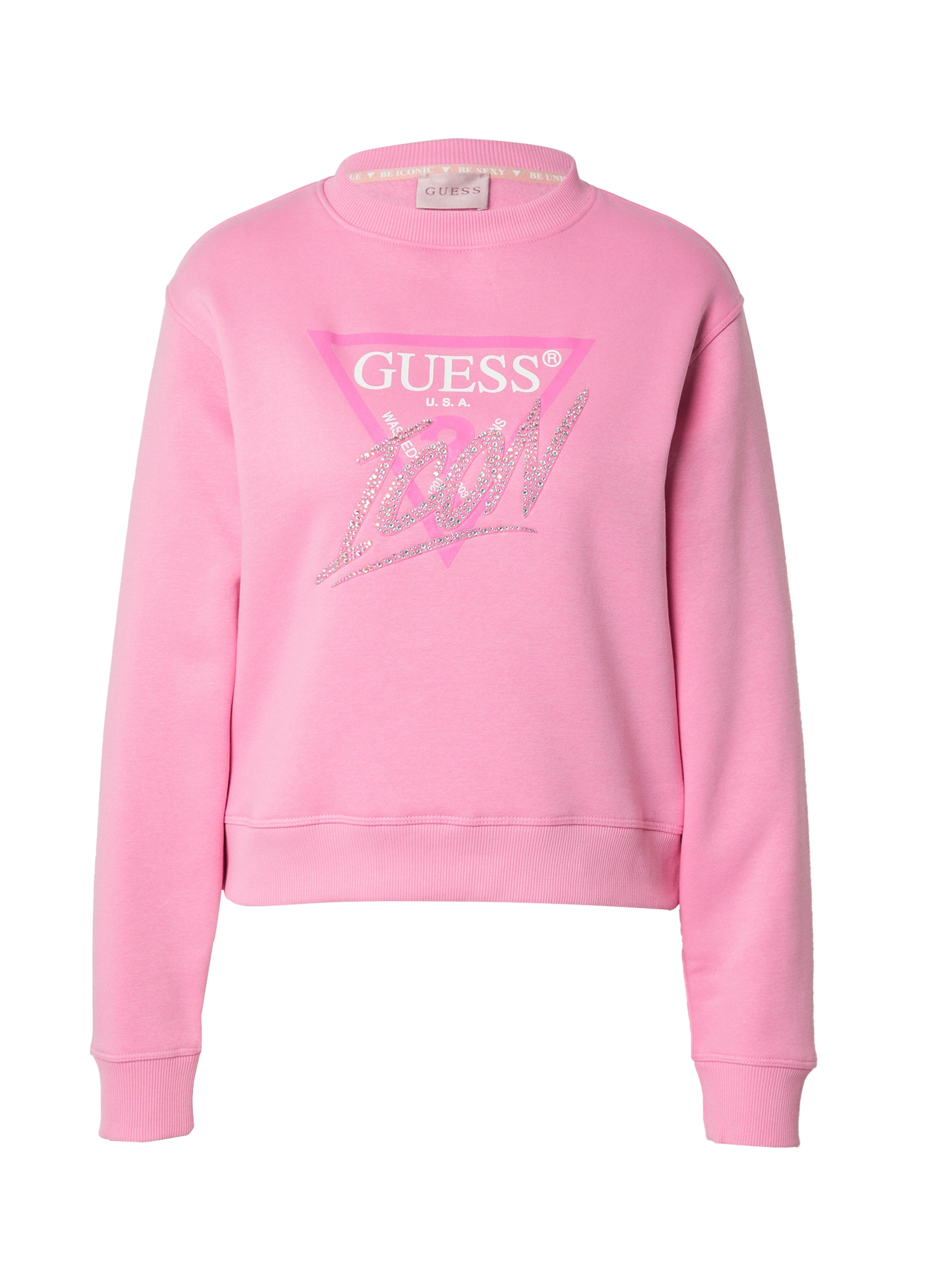 GUESS Tréning póló  rózsaszín / világos-rózsaszín / ezüst / fehér