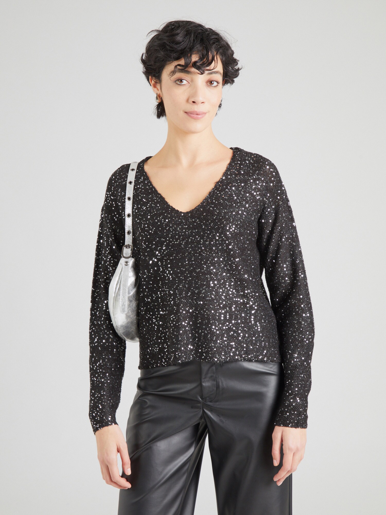 VERO MODA Pulóver 'VMLEILANI'  fekete / átlátszó termék 2. képe