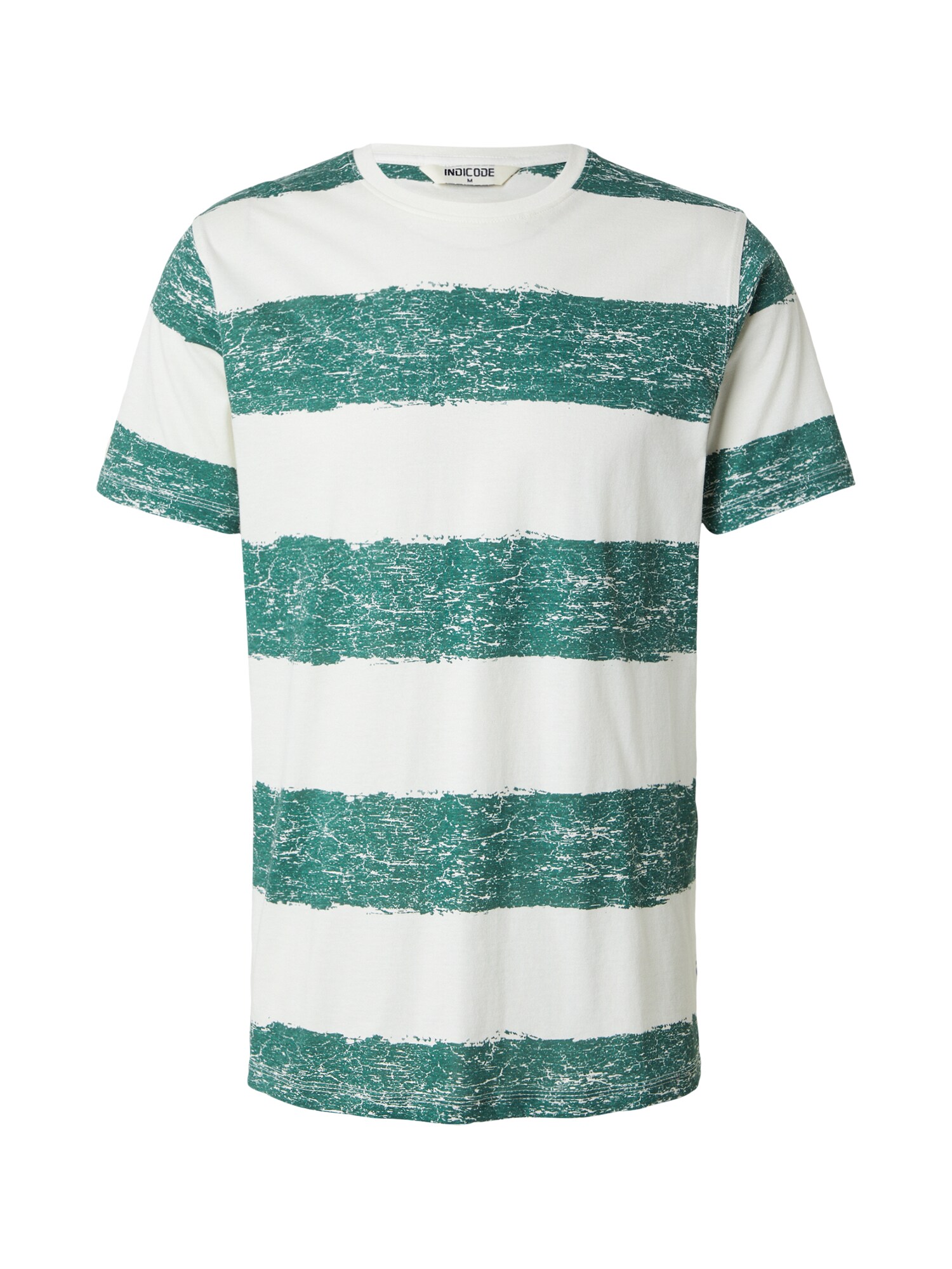 INDICODE JEANS Tricou 'Paint'  verde smarald / alb