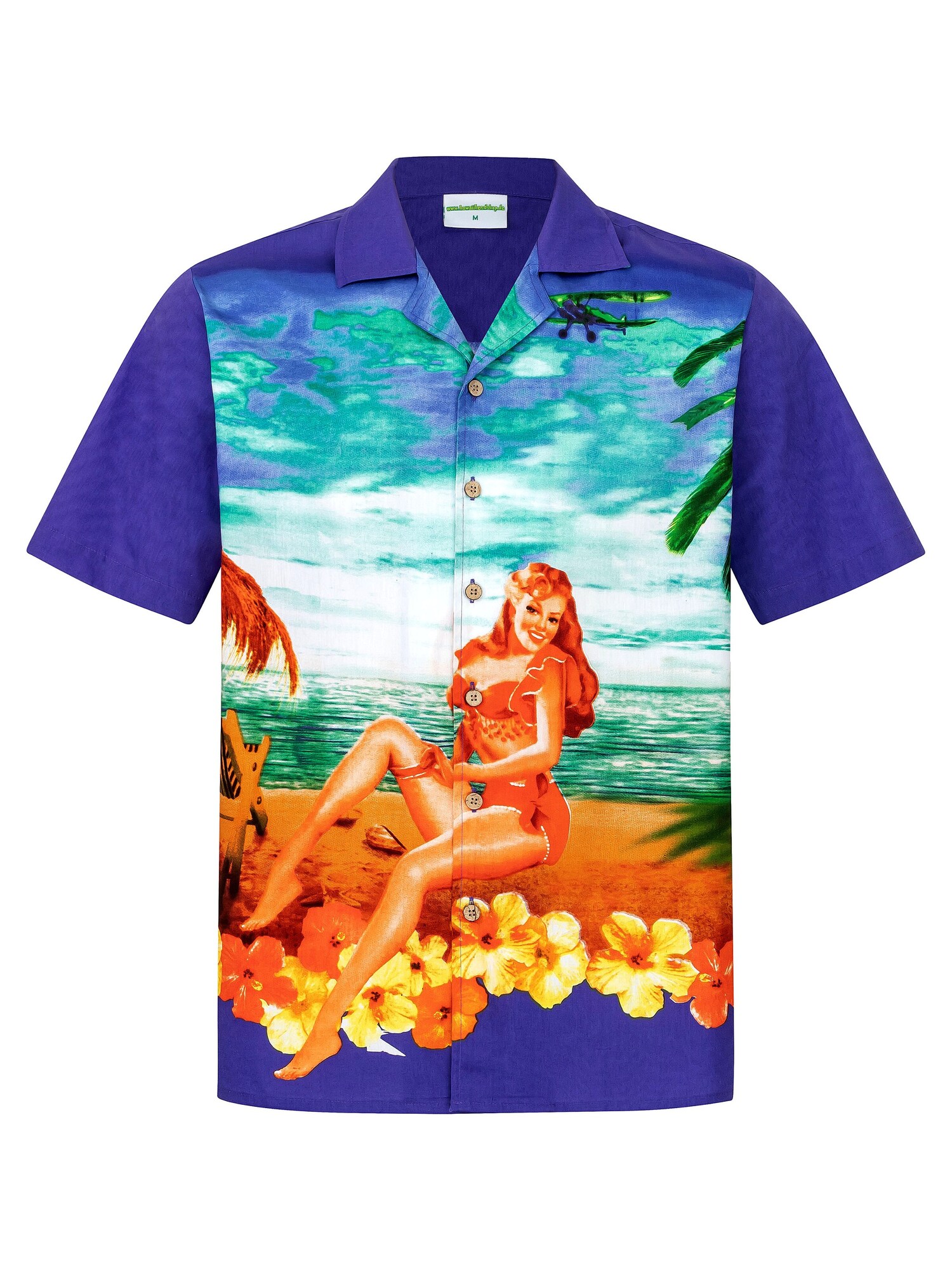 Hawaiihemdshop.de Camisa 'Hawaiihemd Beach Girl'  azul