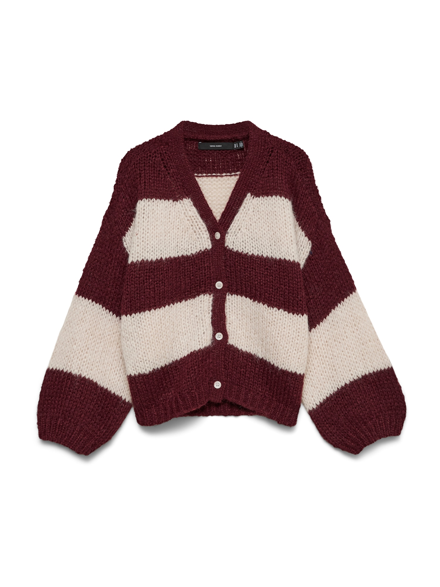 VERO MODA Geacă tricotată VMMAYBE roșu carmin / alb