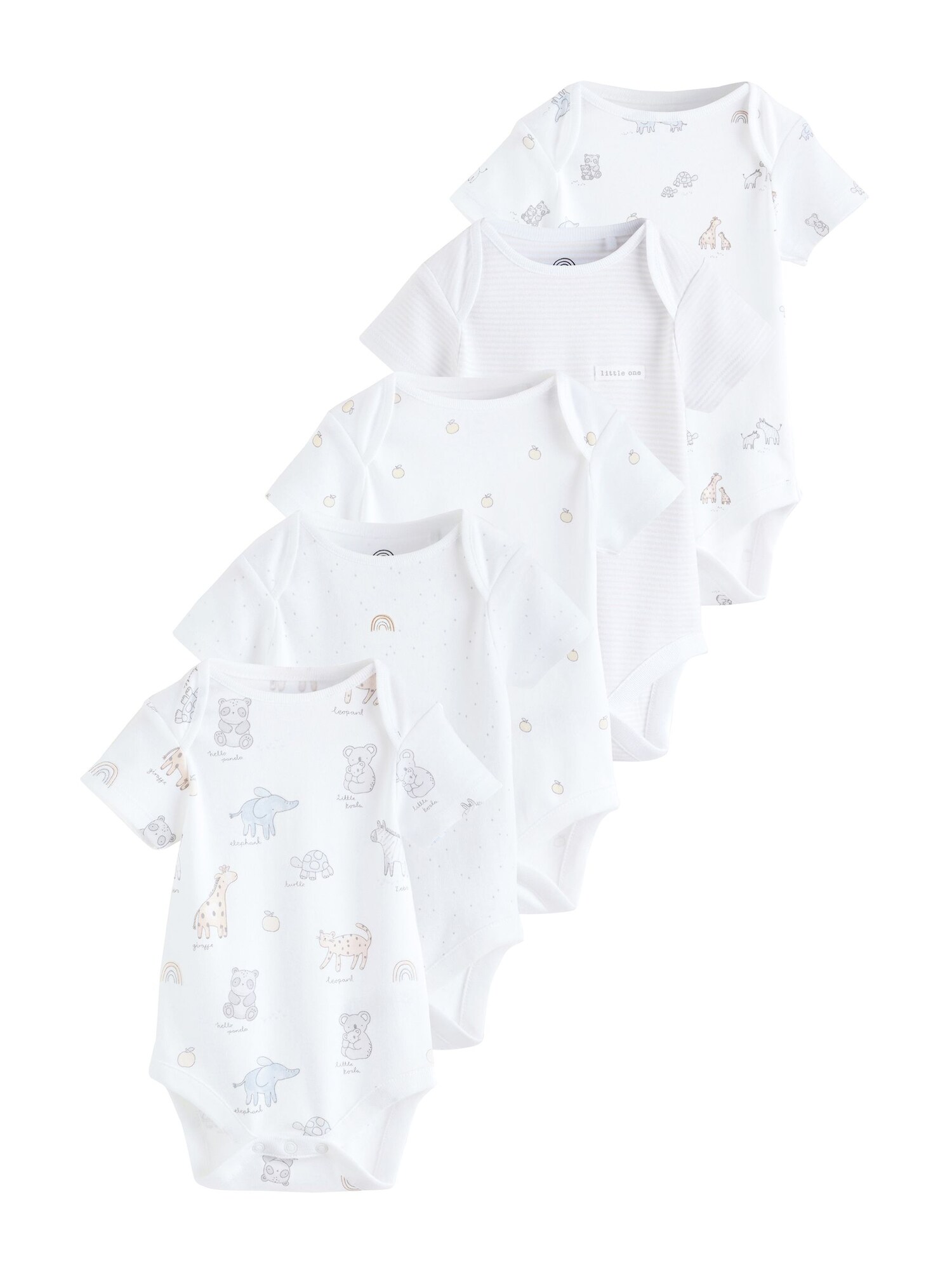 Next Salopetă/Body albastru deschis / gri deschis / portocaliu pastel / alb