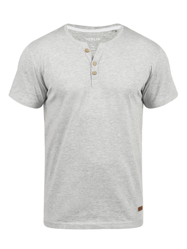 !Solid T-Shirt 'Volker' mit Knopfleiste Herren Größe XL hellgrau