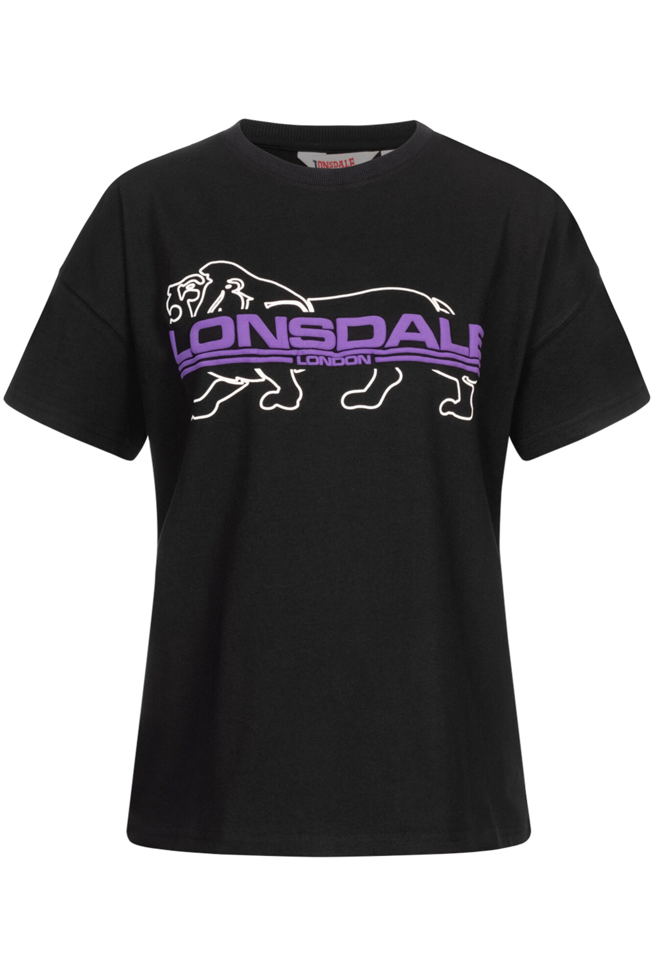 LONSDALE Oversize póló  sötétlila / fekete / fehér akciós termékkép 1