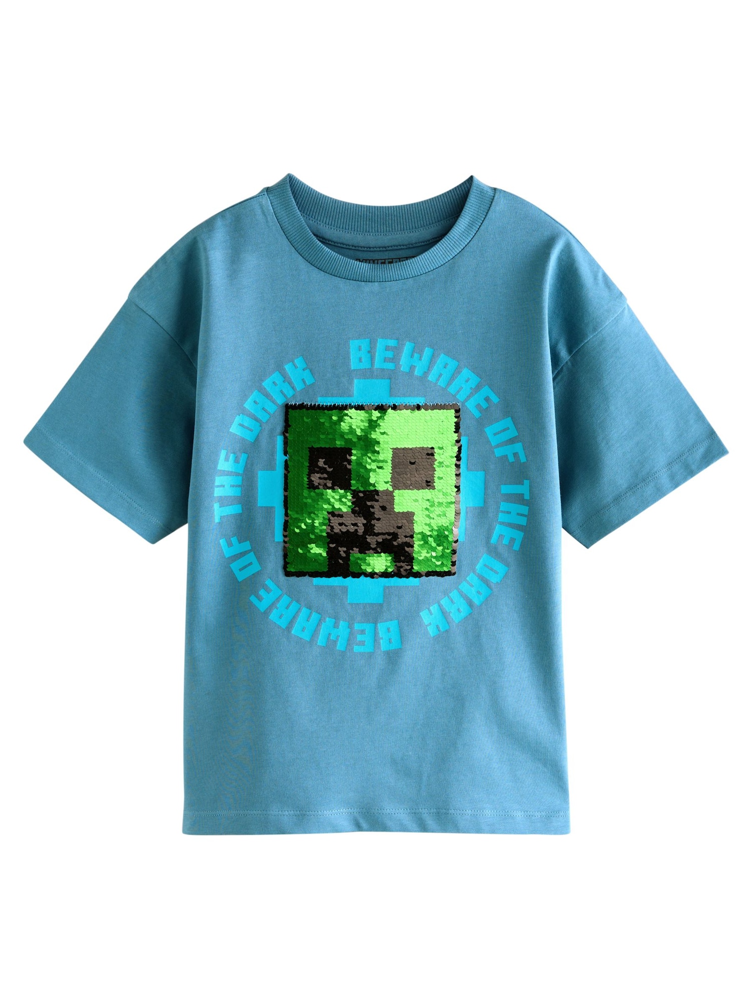 Next Tricou  azur / albastru deschis / verde limetă / negru