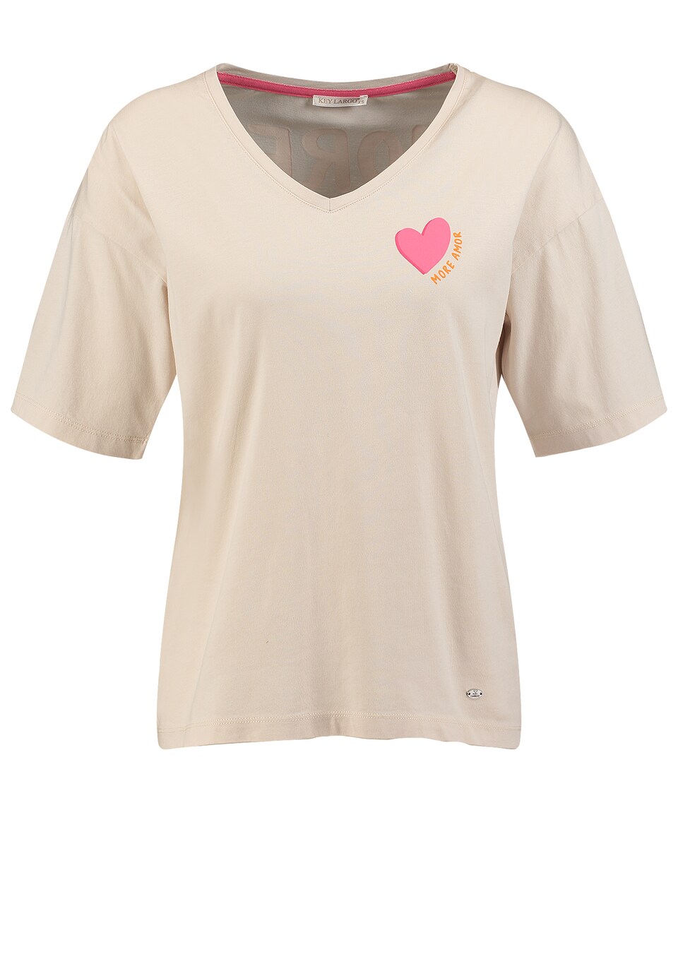 T-shirt 'Amor' beige / orange / rosa