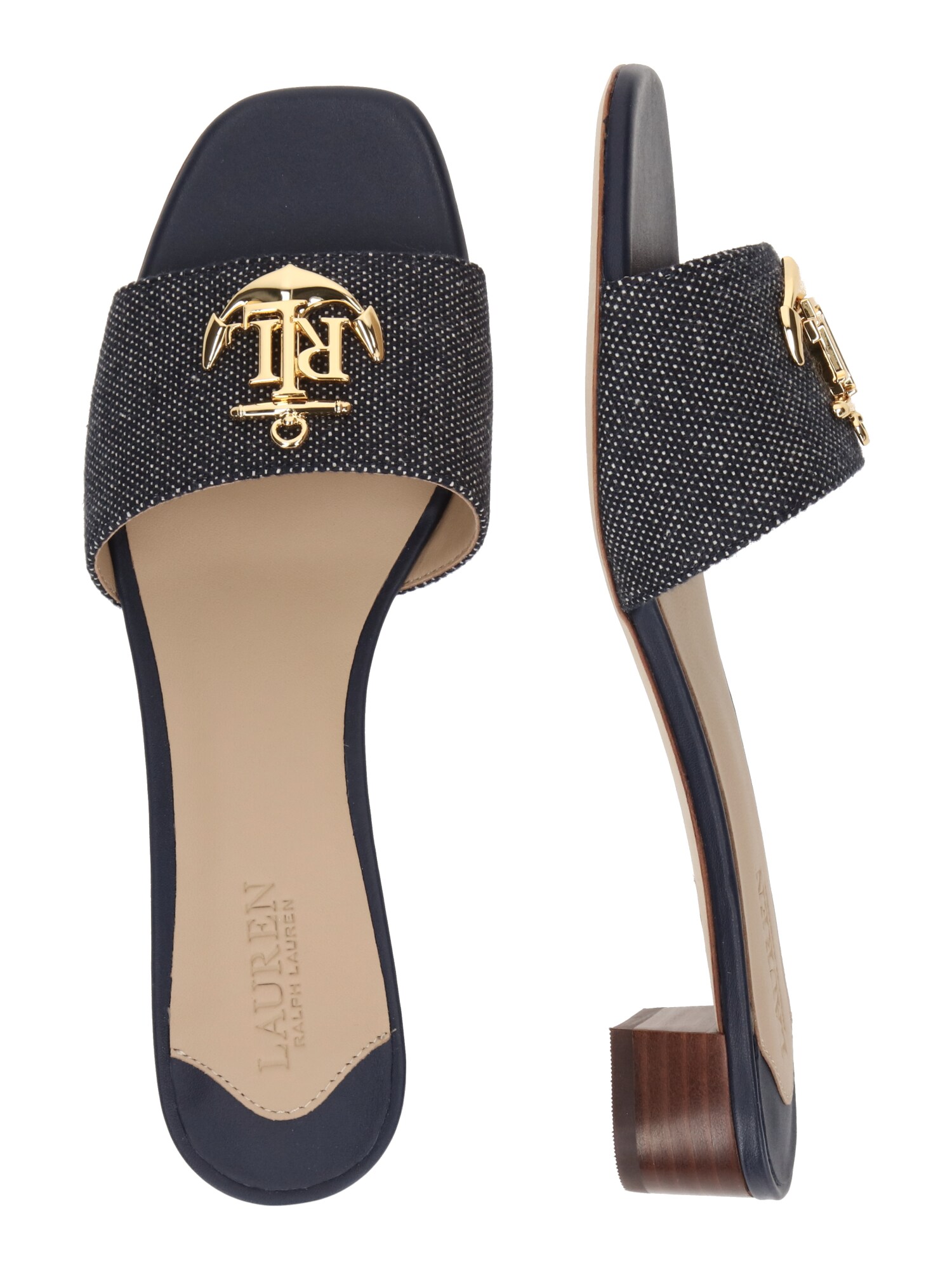 Lauren Ralph Lauren Papucs 'FAY'  tengerészkék / arany / fehér termék 2. képe