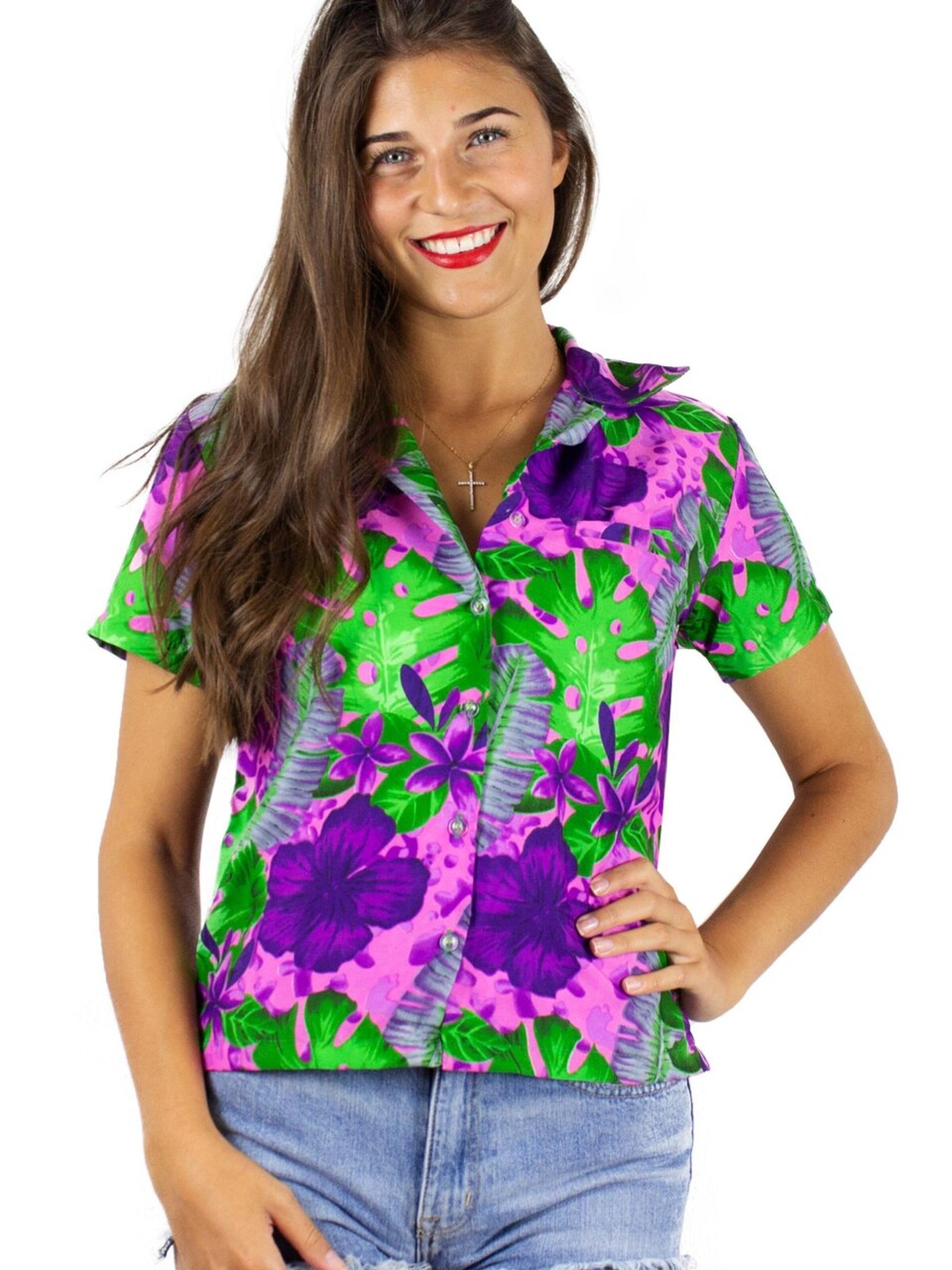 Blus 'Green Purple Flower'