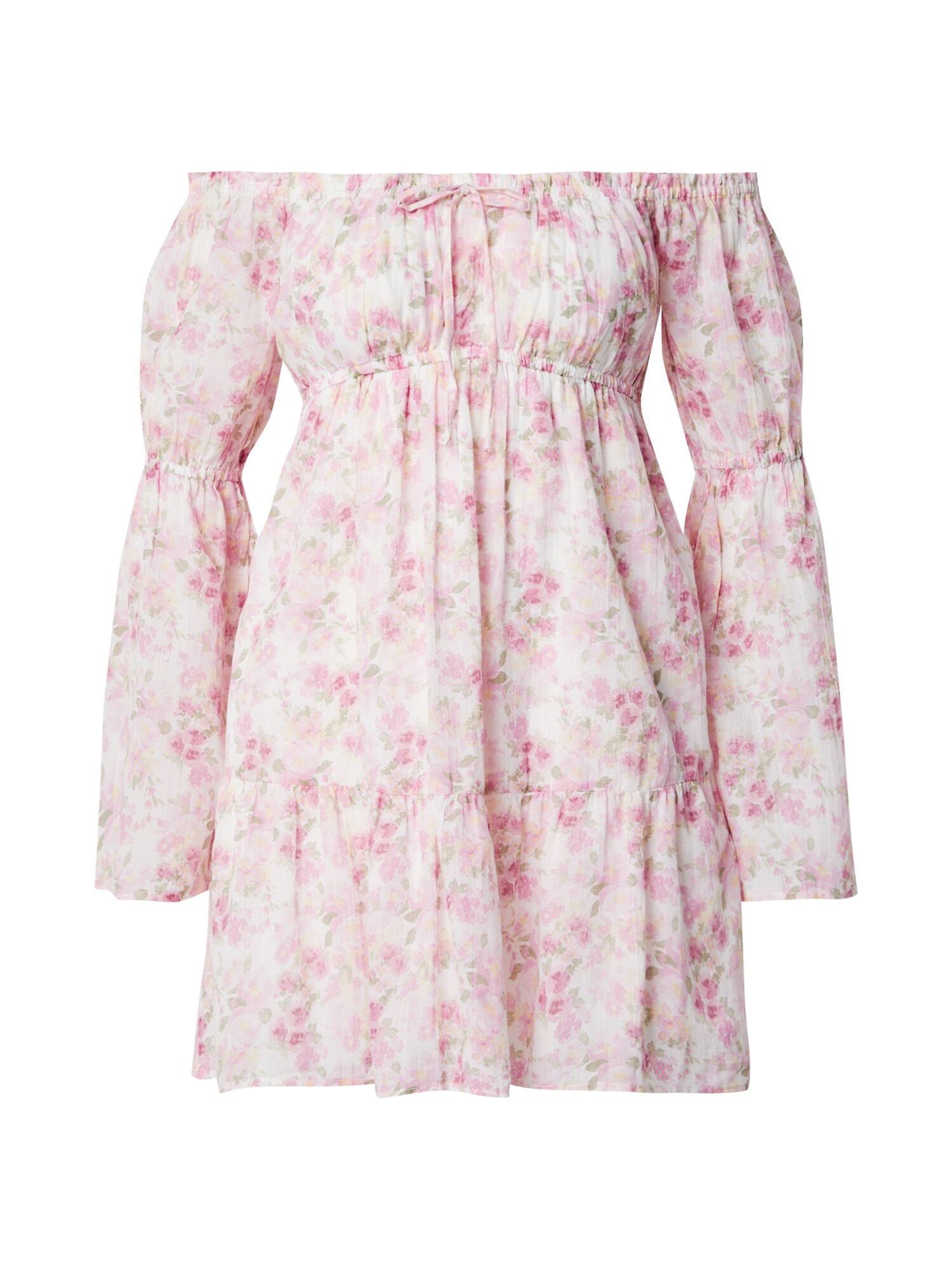 HOLLISTER Rochie  verde deschis / roz / alb