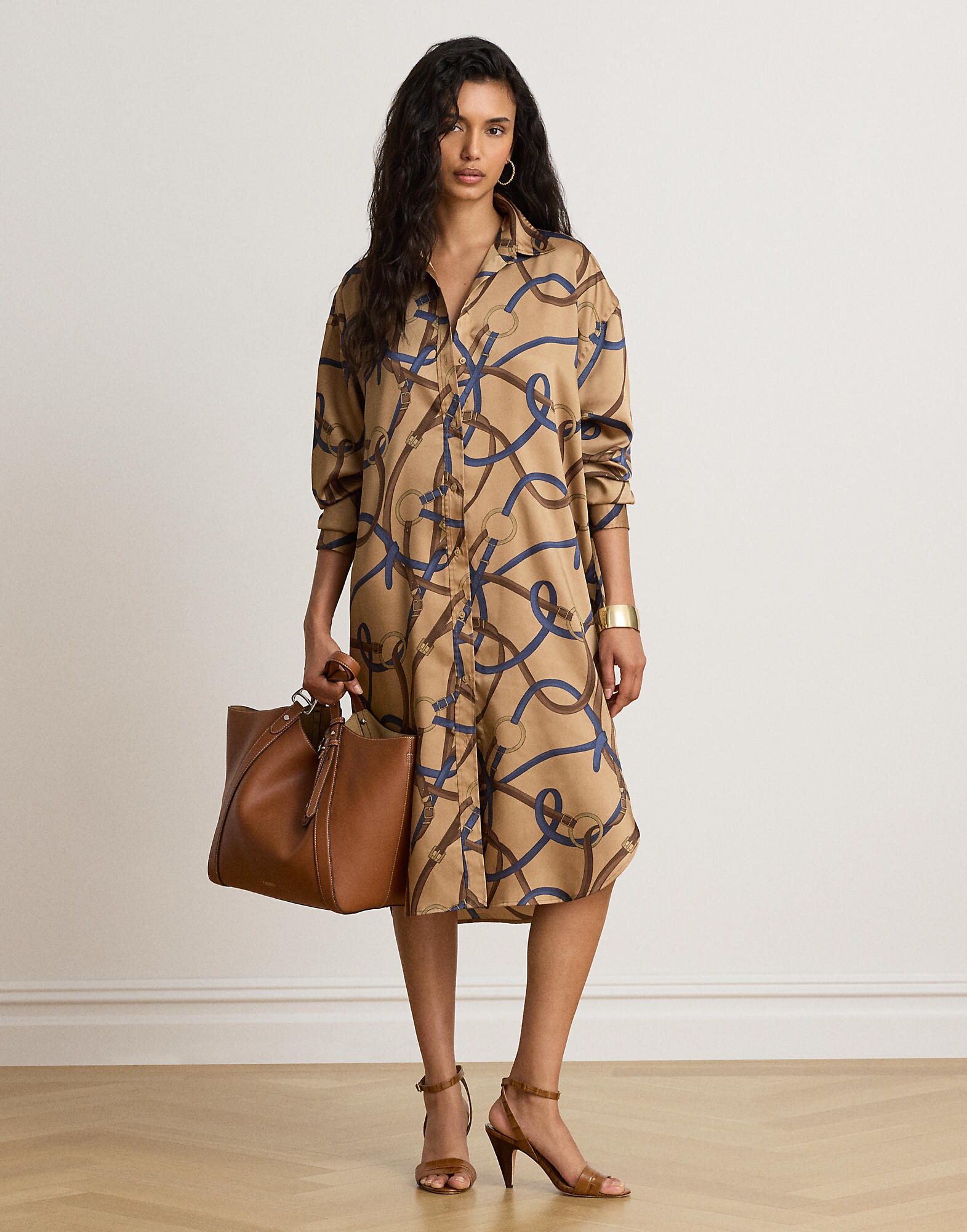 Lauren Ralph Lauren Vestido camisero beige oscuro / marino / marrón / dorado – imagen 2