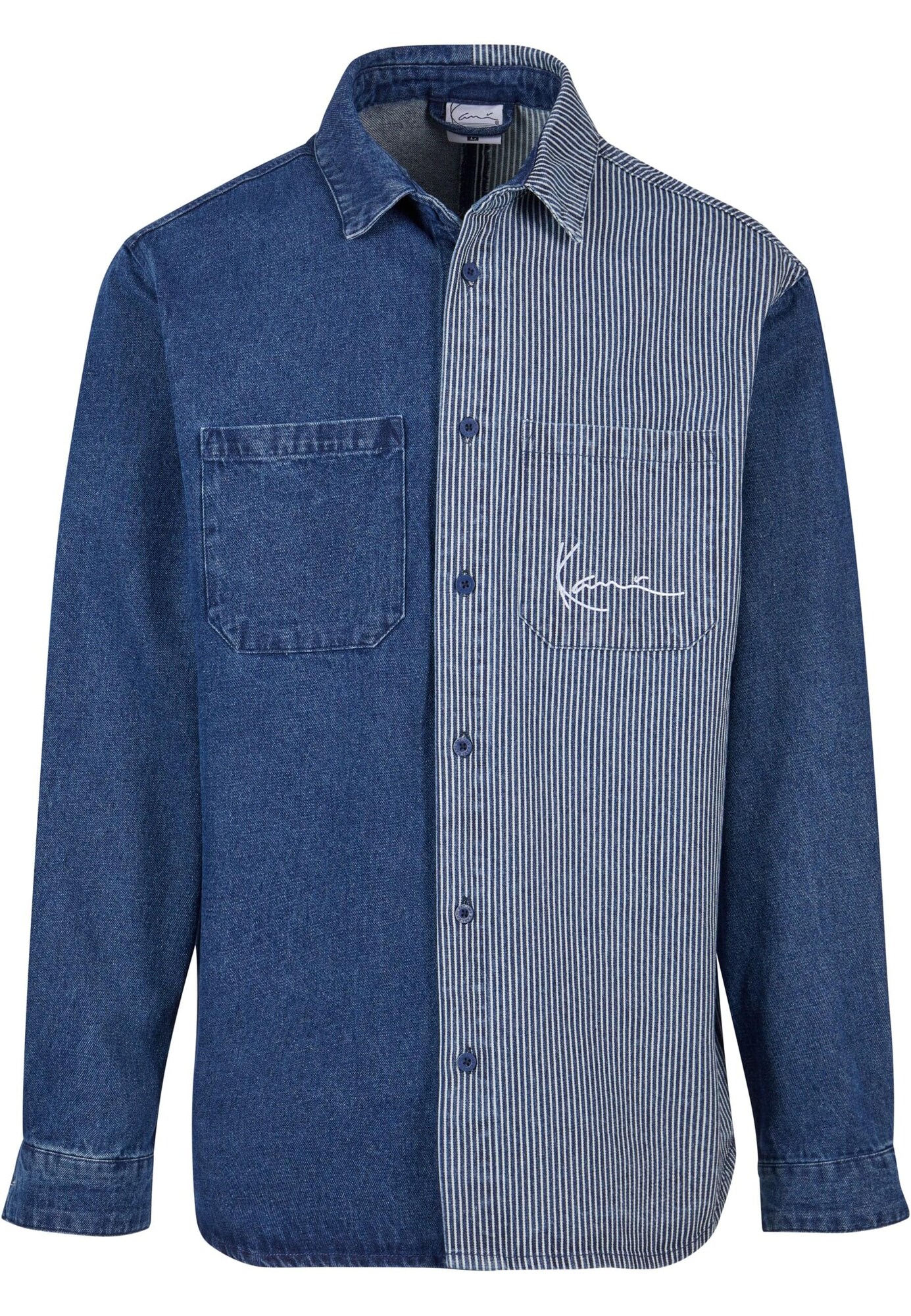 Karl Kani Cămașă  albastru denim / alb