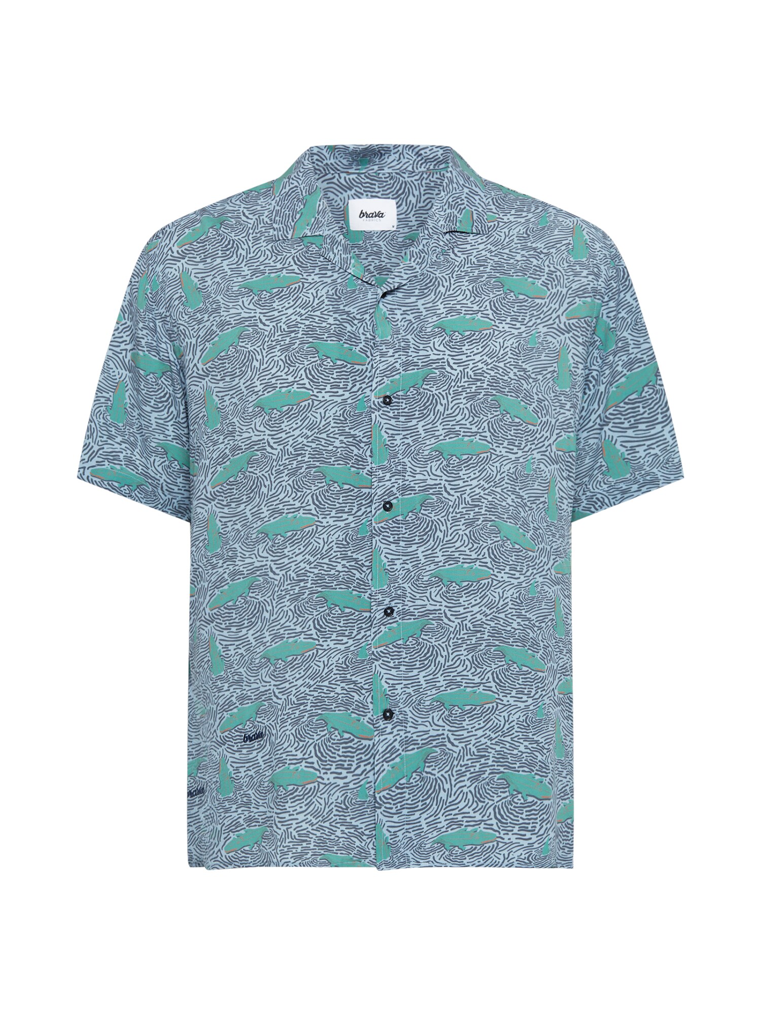 Brava Fabrics Marškiniai 'Aloha' šviesiai mėlyna / juoda / tamsiai mėlyna / žolės žalia / koralų splava