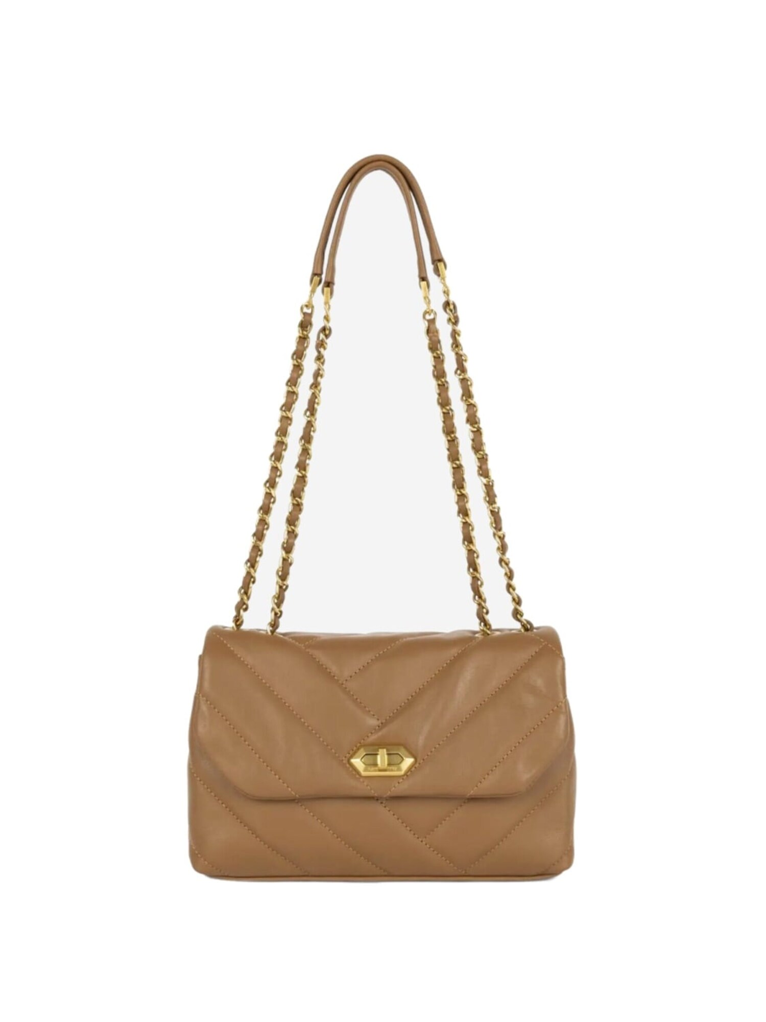 Axelremsväska 'Lancaster Sac rabat cuir Soft Matelassé Camel'