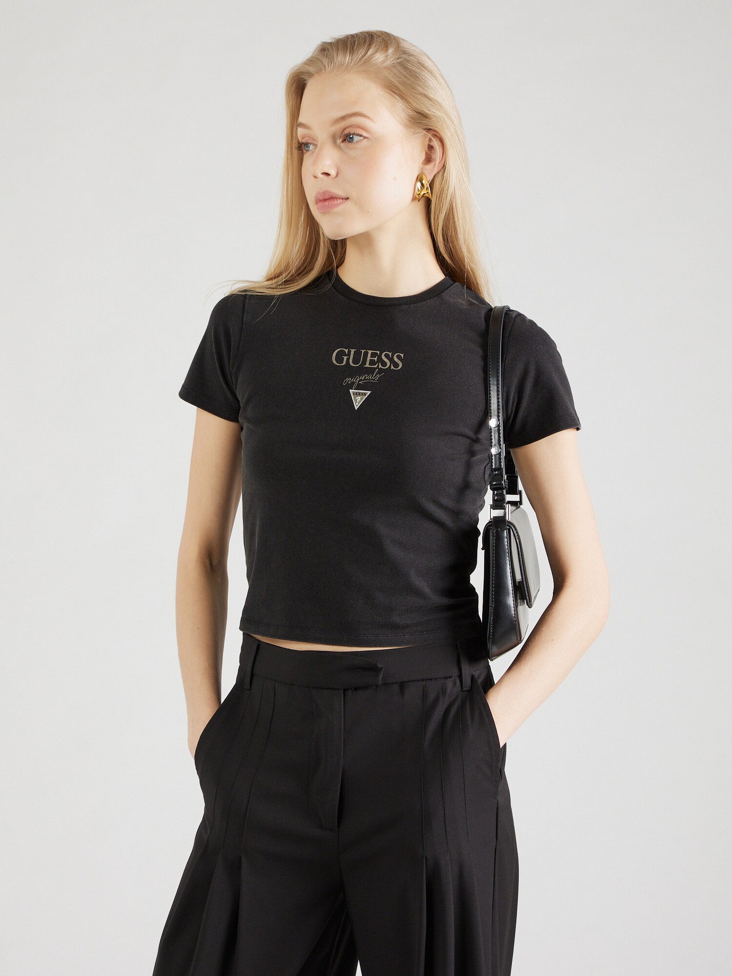 GUESS Originals Póló  olíva / fekete / fehér termék 2. képe