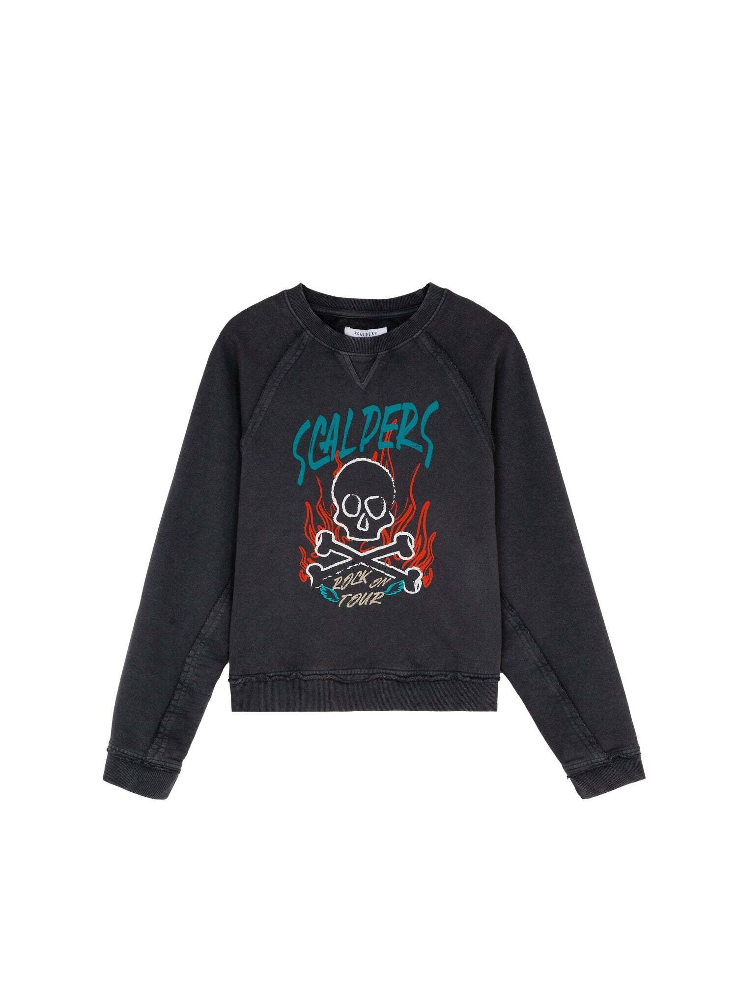 Scalpers Tréning póló 'Flame Skull'  antracit / benzin / vérvörös akciós termékkép 1