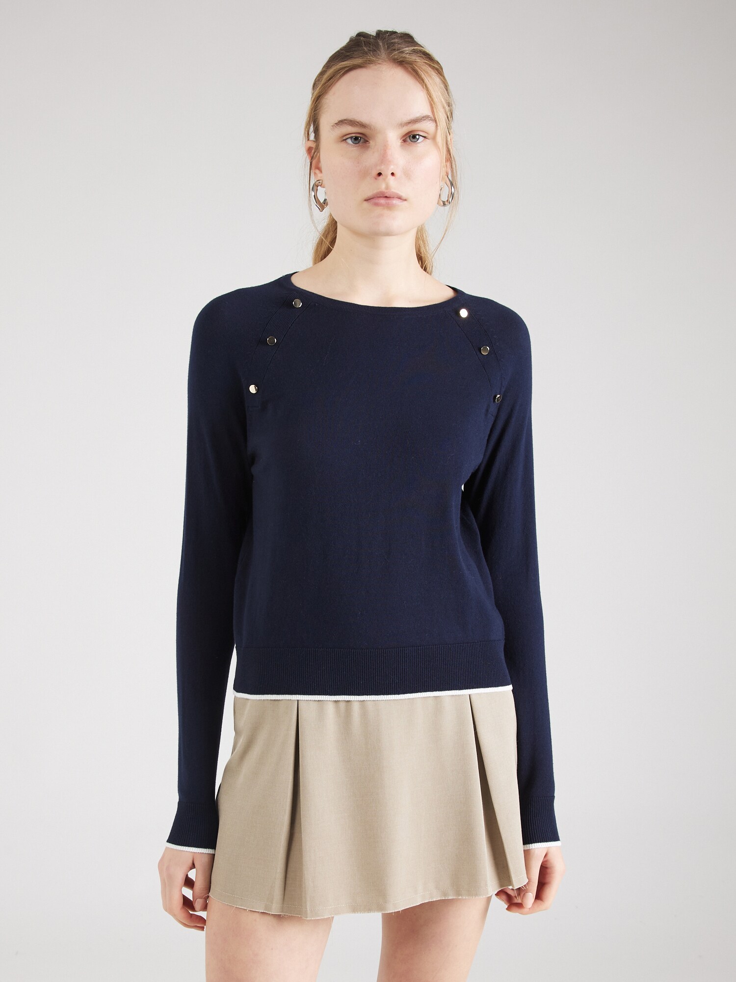 VERO MODA Pulóver 'ALMA'  tengerészkék / antracit / fehér termék 2. képe