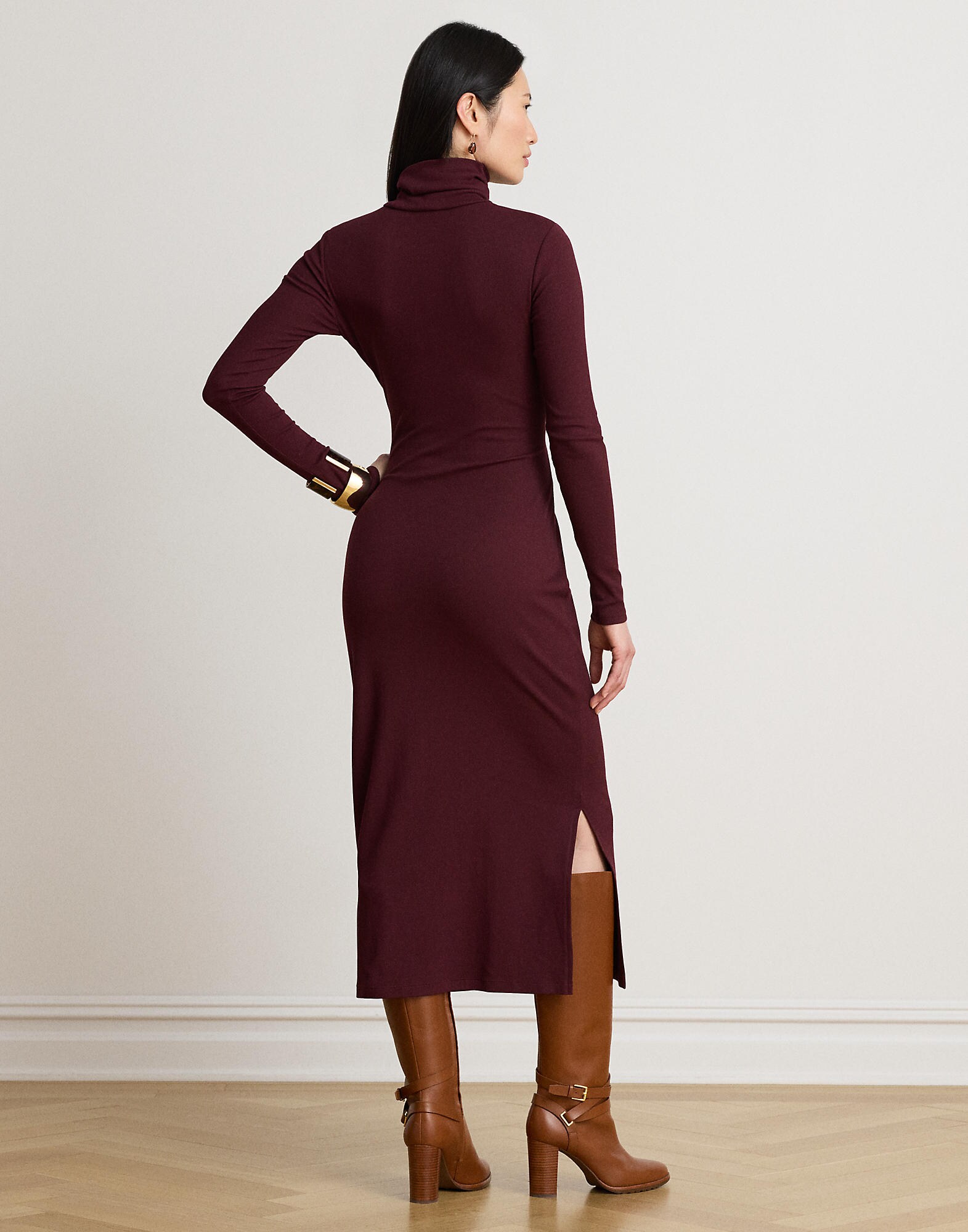 Lauren Ralph Lauren Petite Vestido de punto burdeos – imagen 3