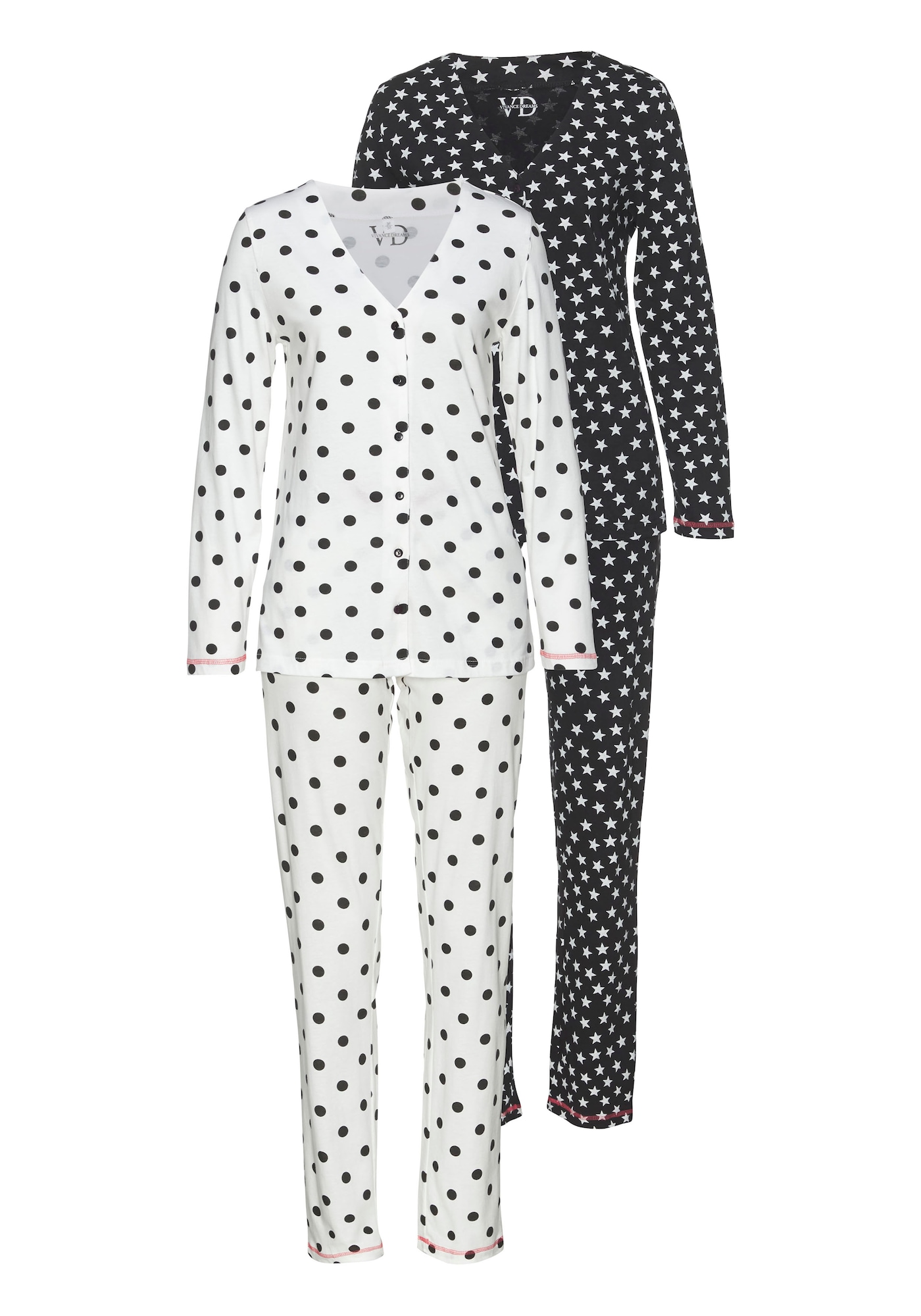 VIVANCE Pijama  negru / alb