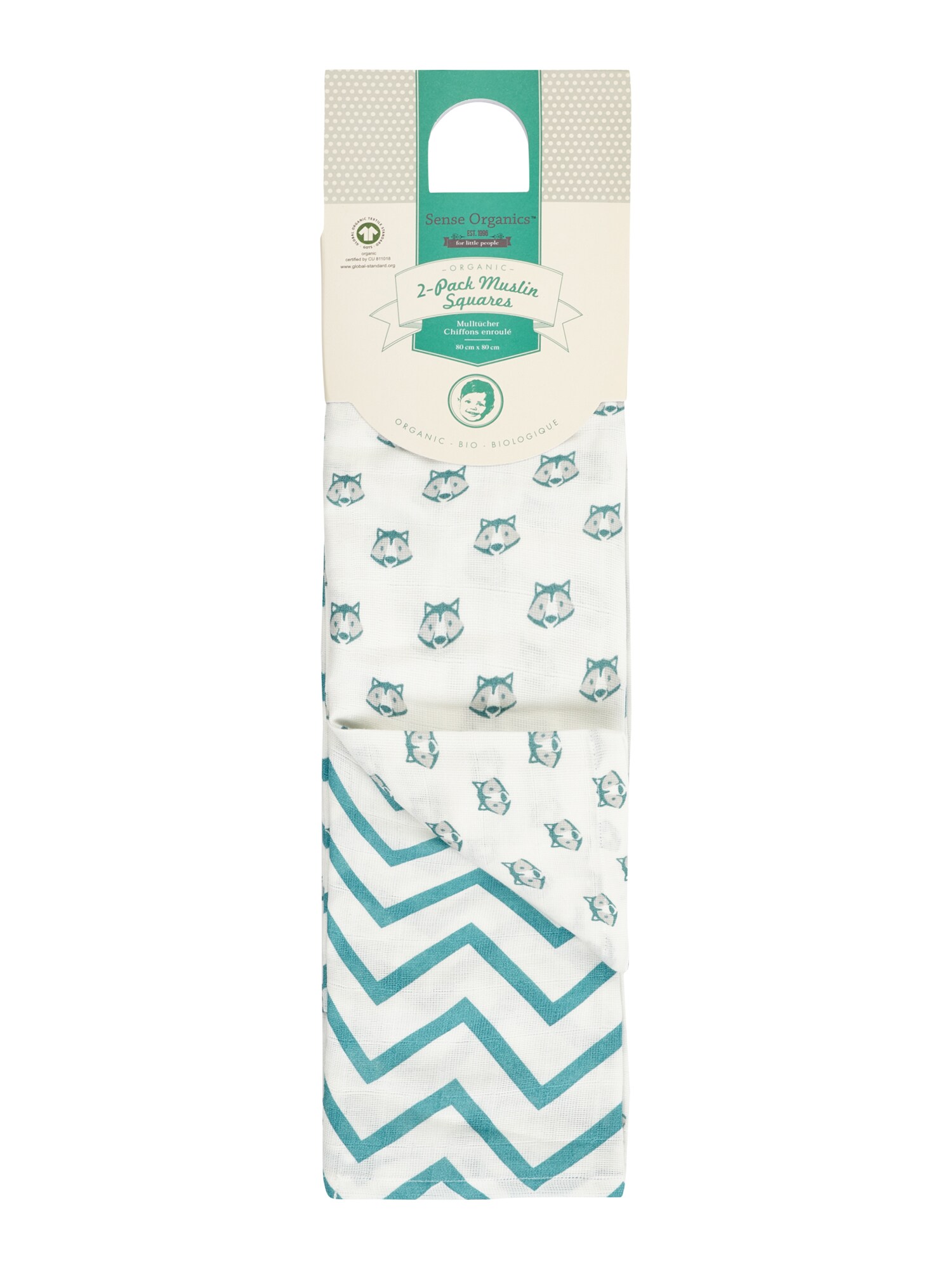 Sense Organics Sauskelnės 'BIOS 2 Pack Muslin squares, 80x80'  balta