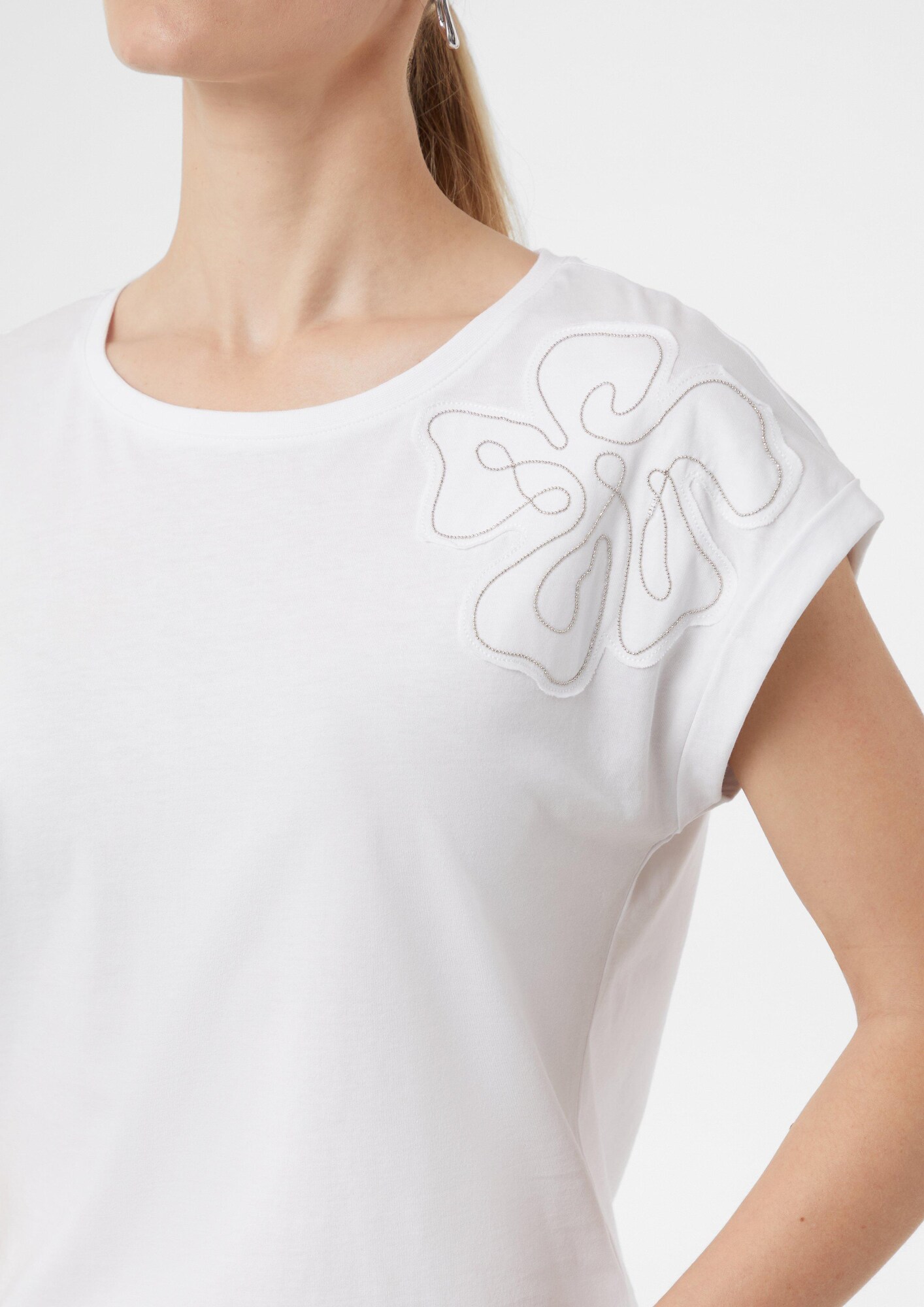 comma casual identity Tričko strieborná / biela (obrázok 4)