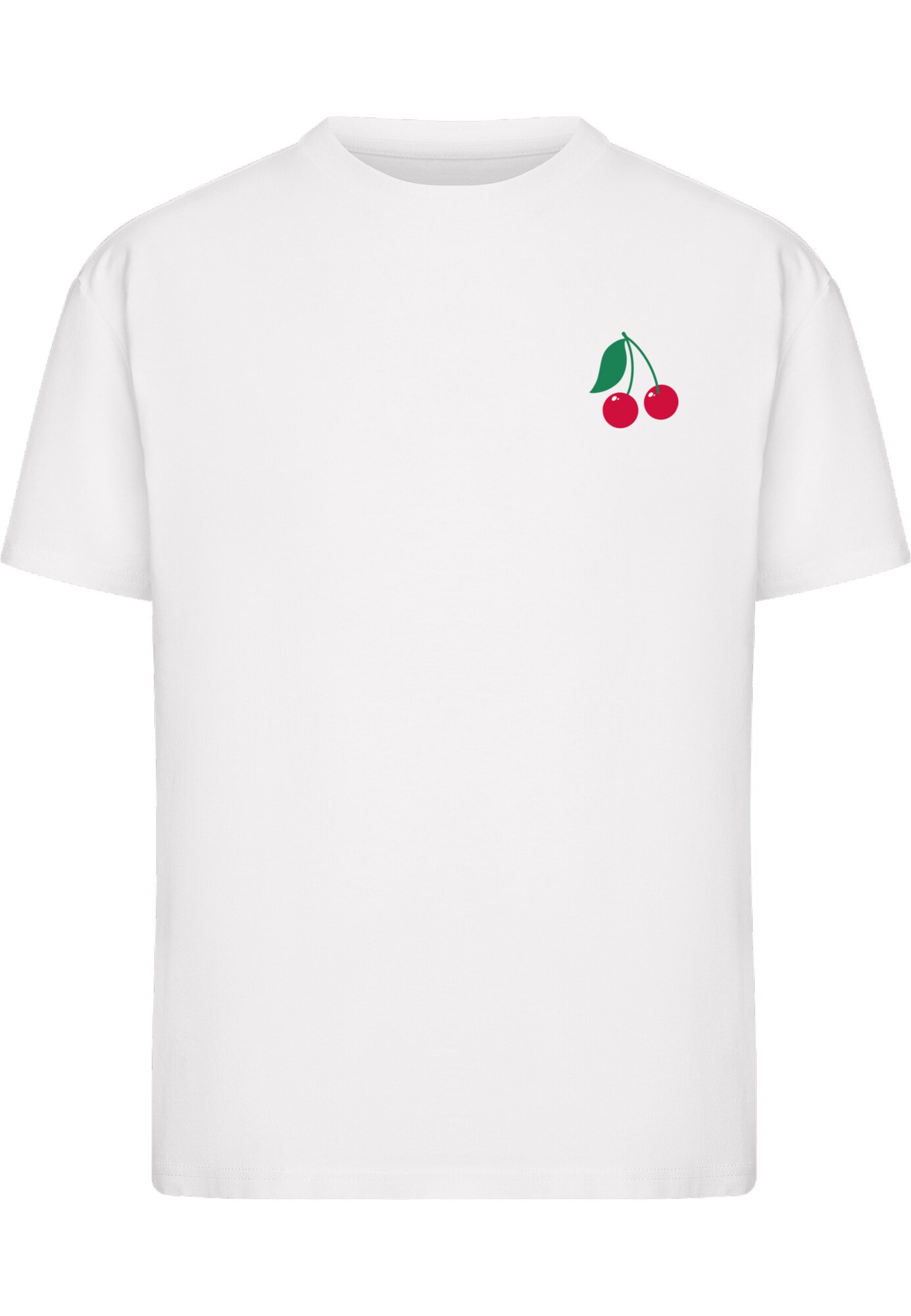Miss Tee Camiseta 'Cherry Blossom' verde / altrosa / rojo cereza / blanco natural