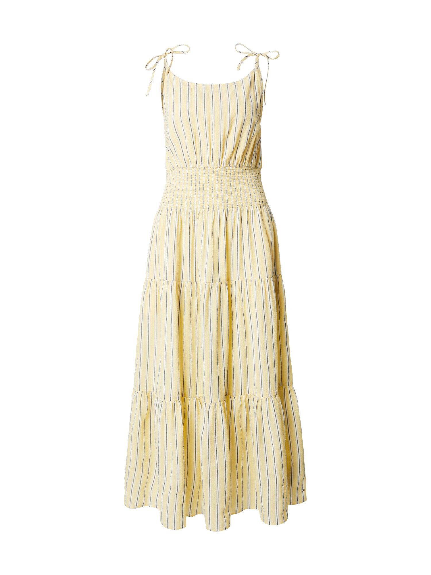 TOMMY HILFIGER Ljetna haljina 'Self- Strap Smock Midi'  žuta / siva / bijela