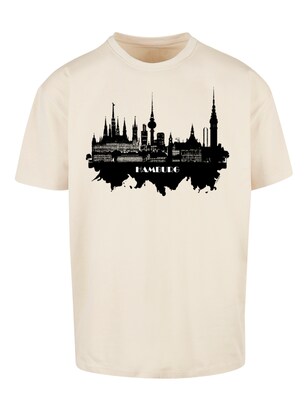 F4NT4STIC Shirt ‘Cities Collection – Hamburg skyline’ Sand / Zwart