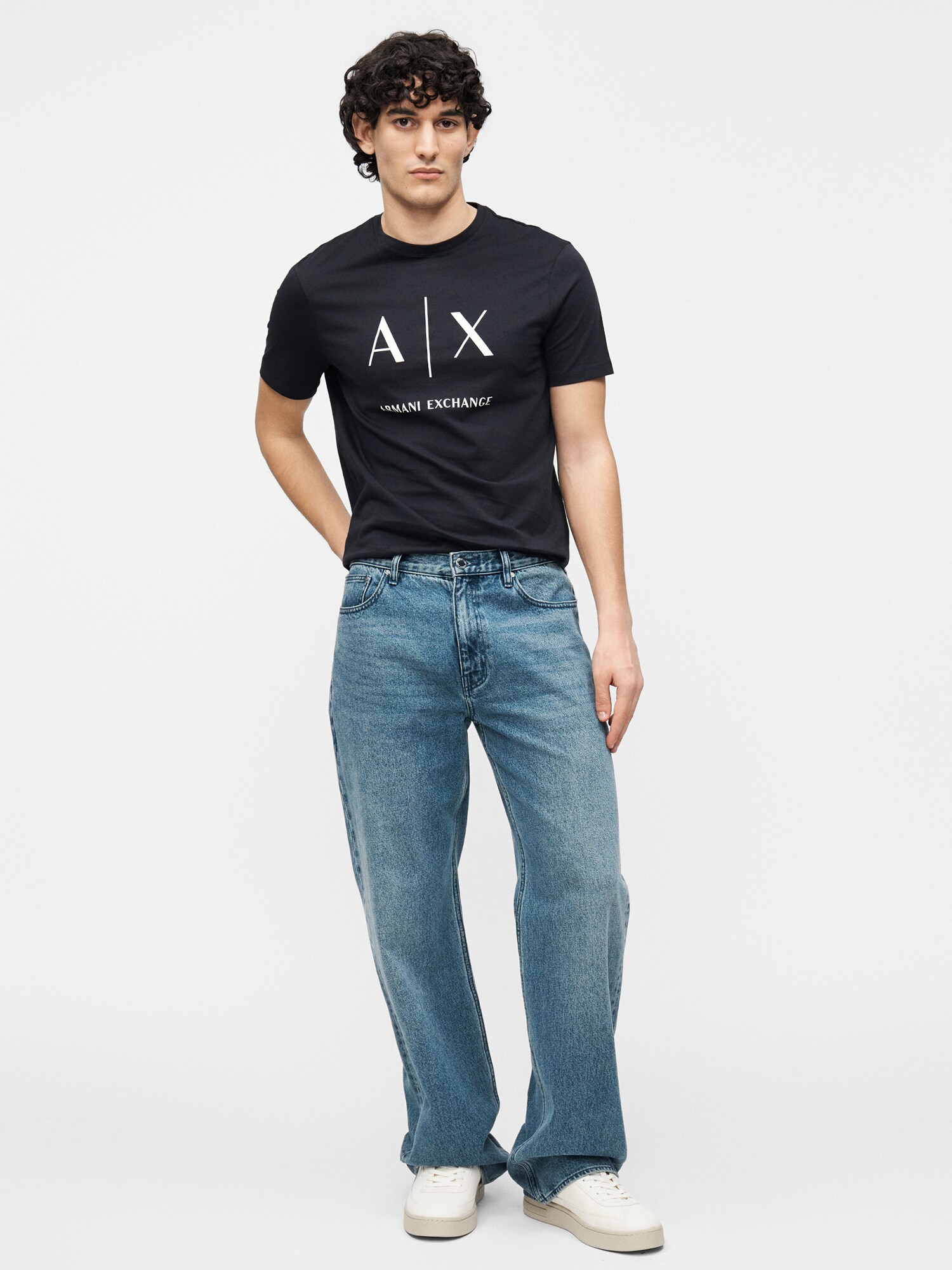 ARMANI EXCHANGE Camiseta  marino / blanco – imagen 4